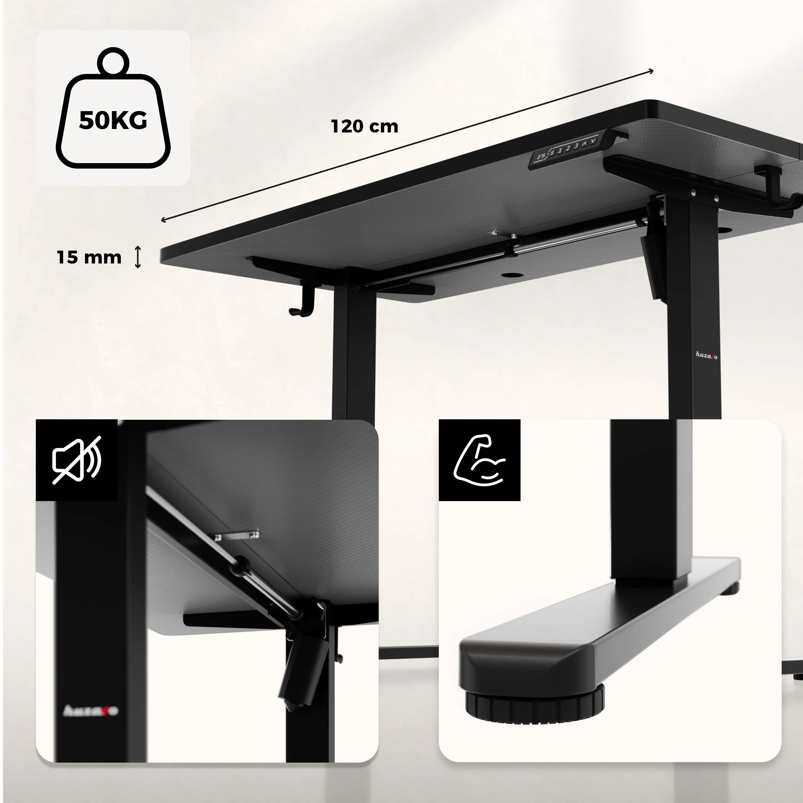 Biurko elektryczne gamingowe Huzaro Hero 8.1 Black 120 cm - Image 12