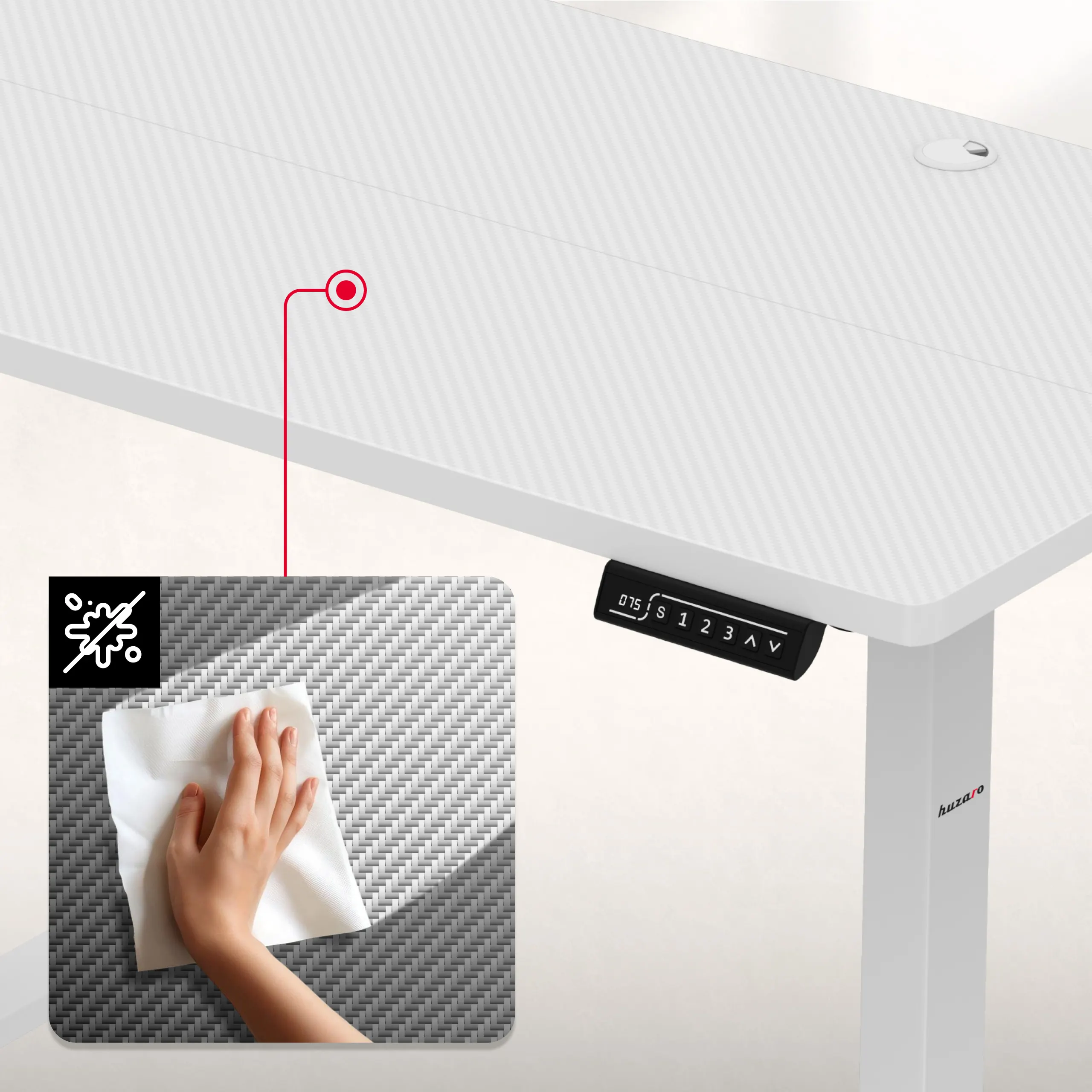 Biurko elektryczne gamingowe Huzaro Hero 8.1 White 120 cm - Image 11