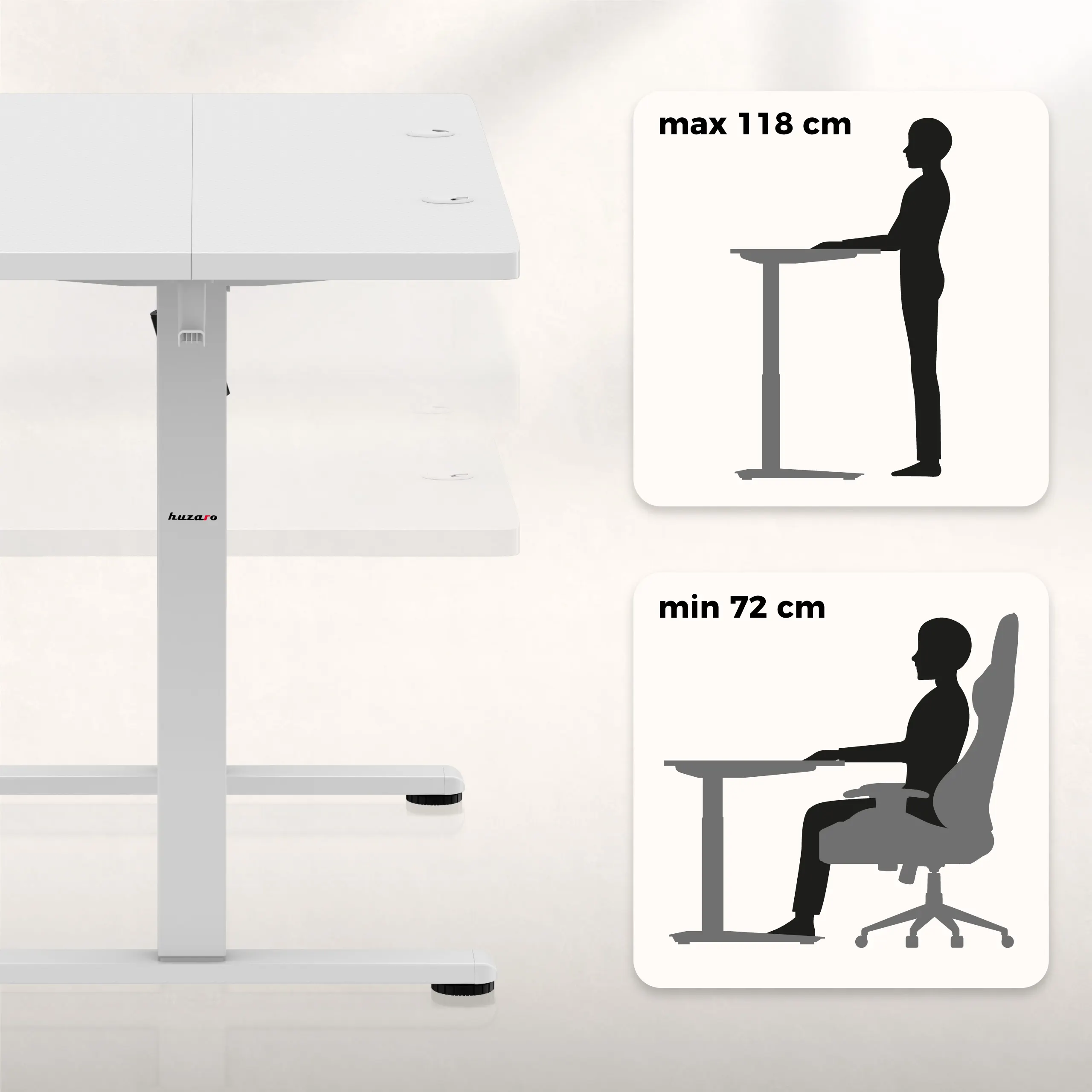 Biurko elektryczne gamingowe Huzaro Hero 8.1 White 120 cm - Image 15