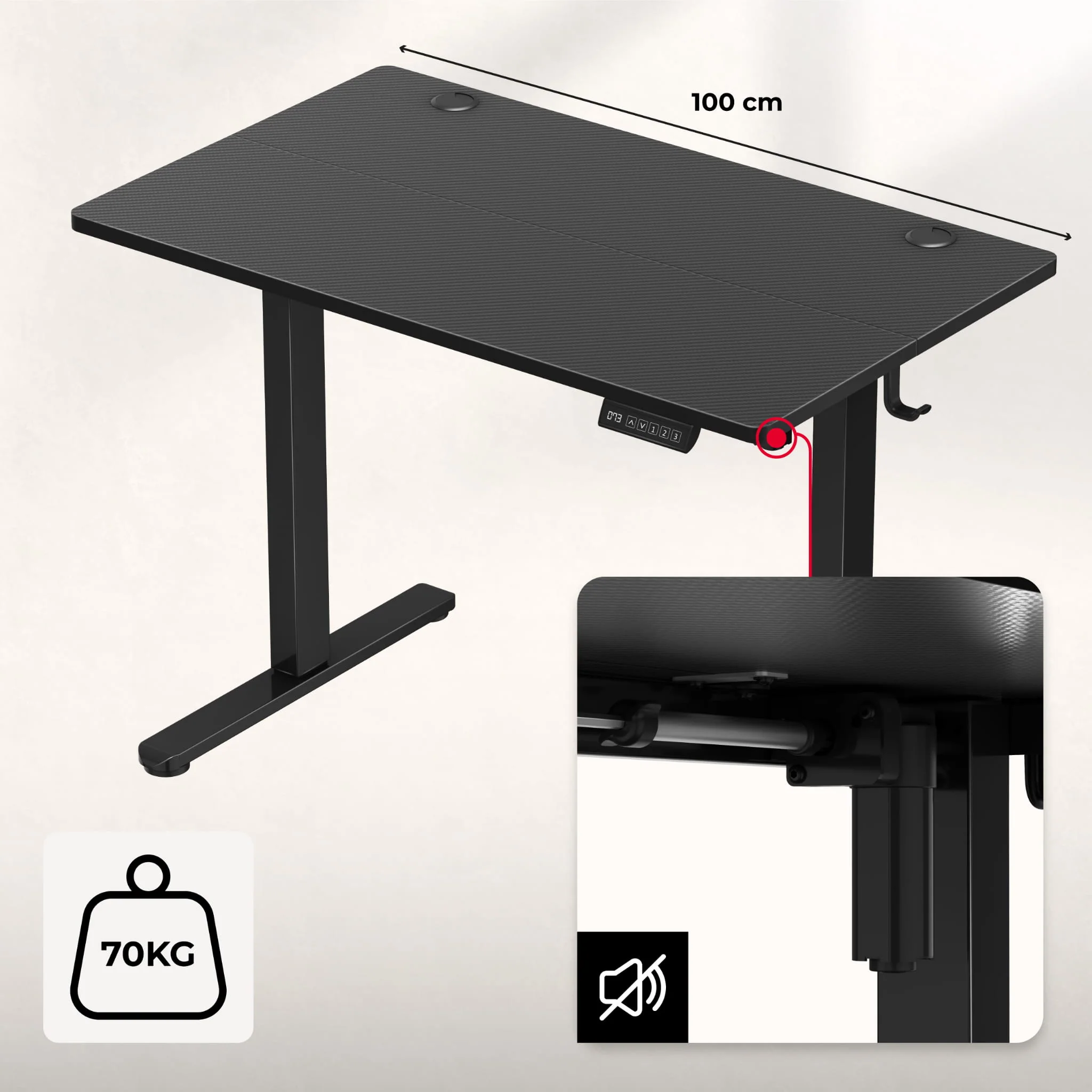 Biurko elektryczne Huzaro Hero 7.9 Black 100 cm - Image 6