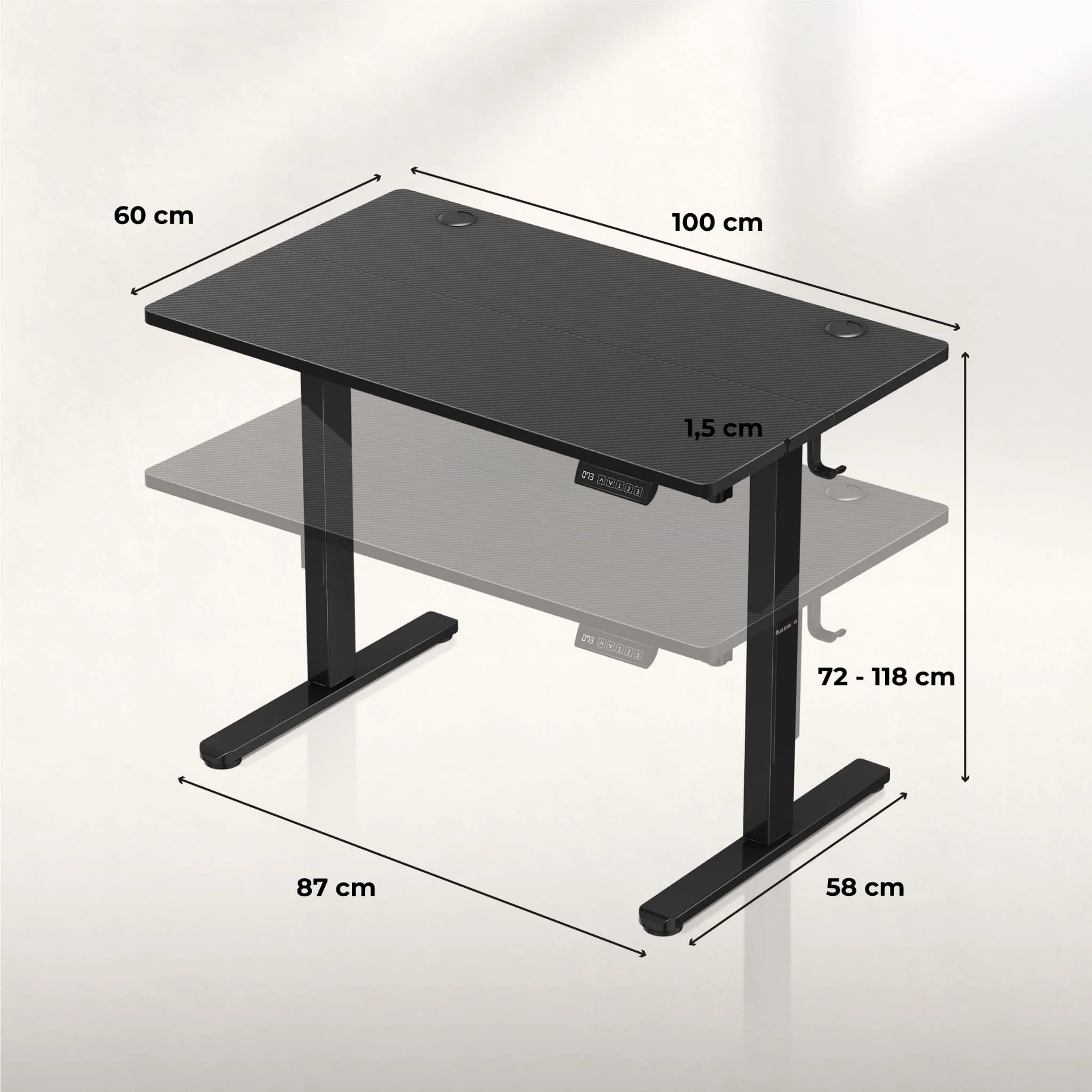 Biurko elektryczne Huzaro Hero 7.9 Black 100 cm - Image 9
