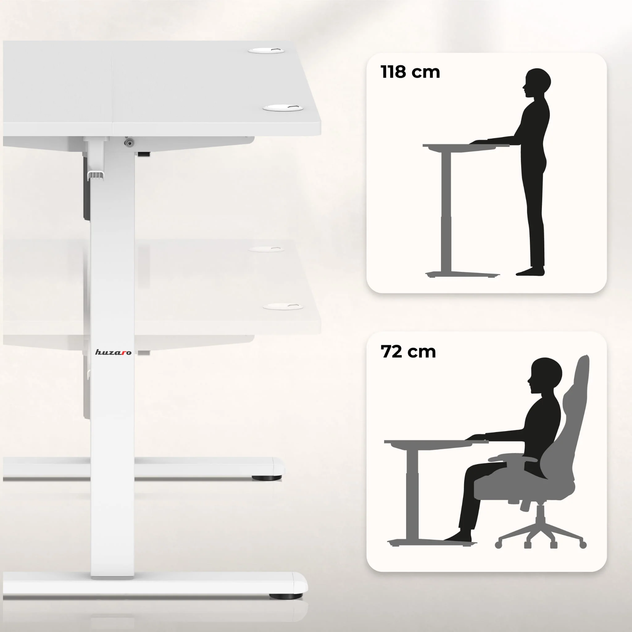 Biurko elektryczne Huzaro Hero 7.9 White 100 cm - Image 3