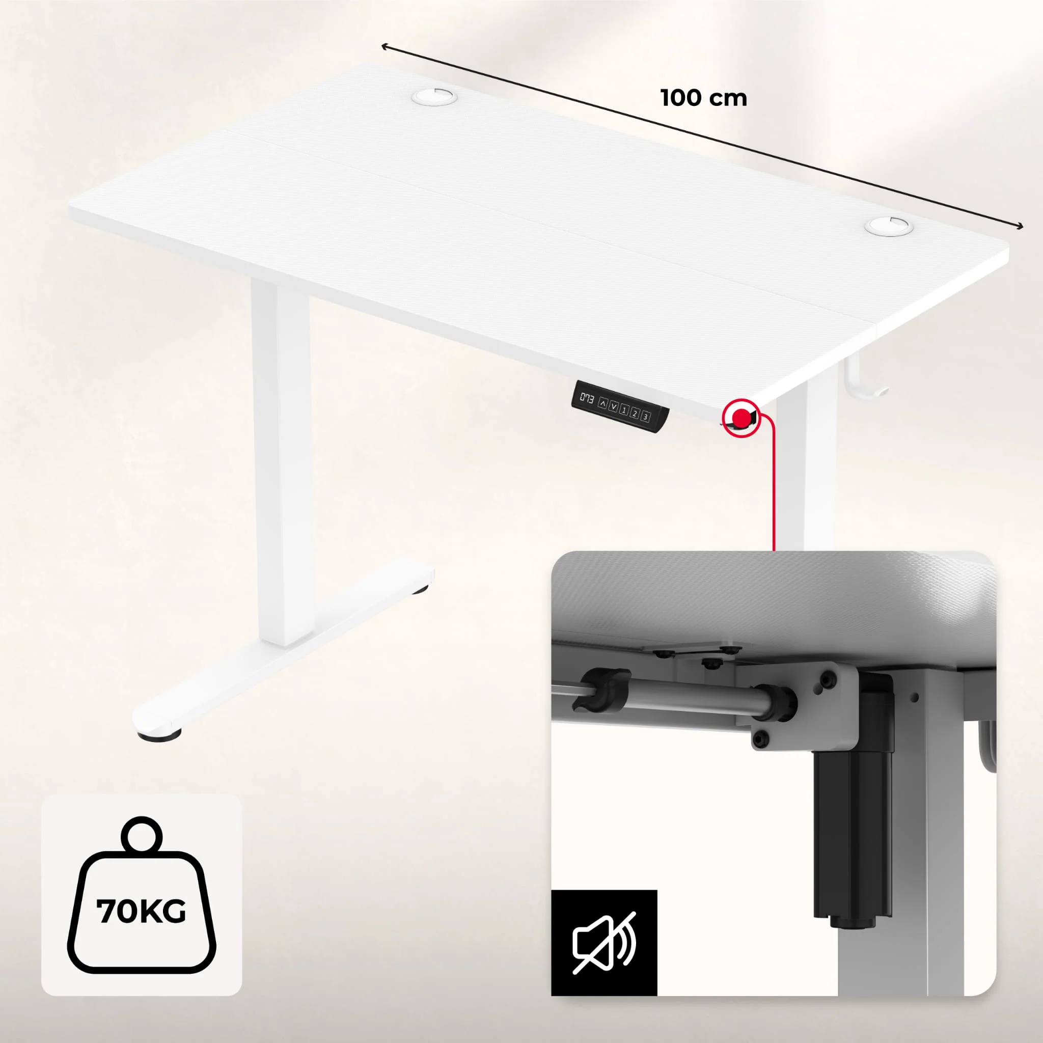 Biurko elektryczne Huzaro Hero 7.9 White 100 cm - Image 7