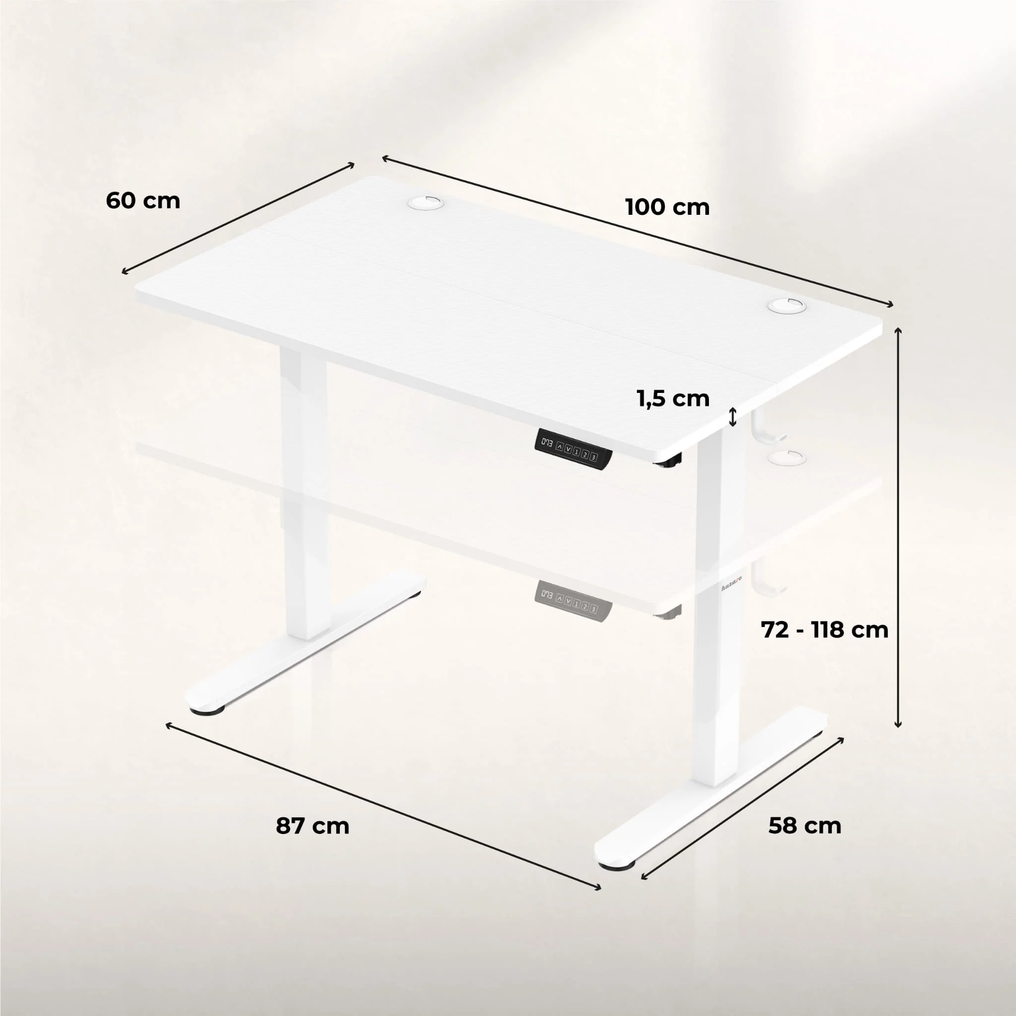 Biurko elektryczne Huzaro Hero 7.9 White 100 cm - Image 9