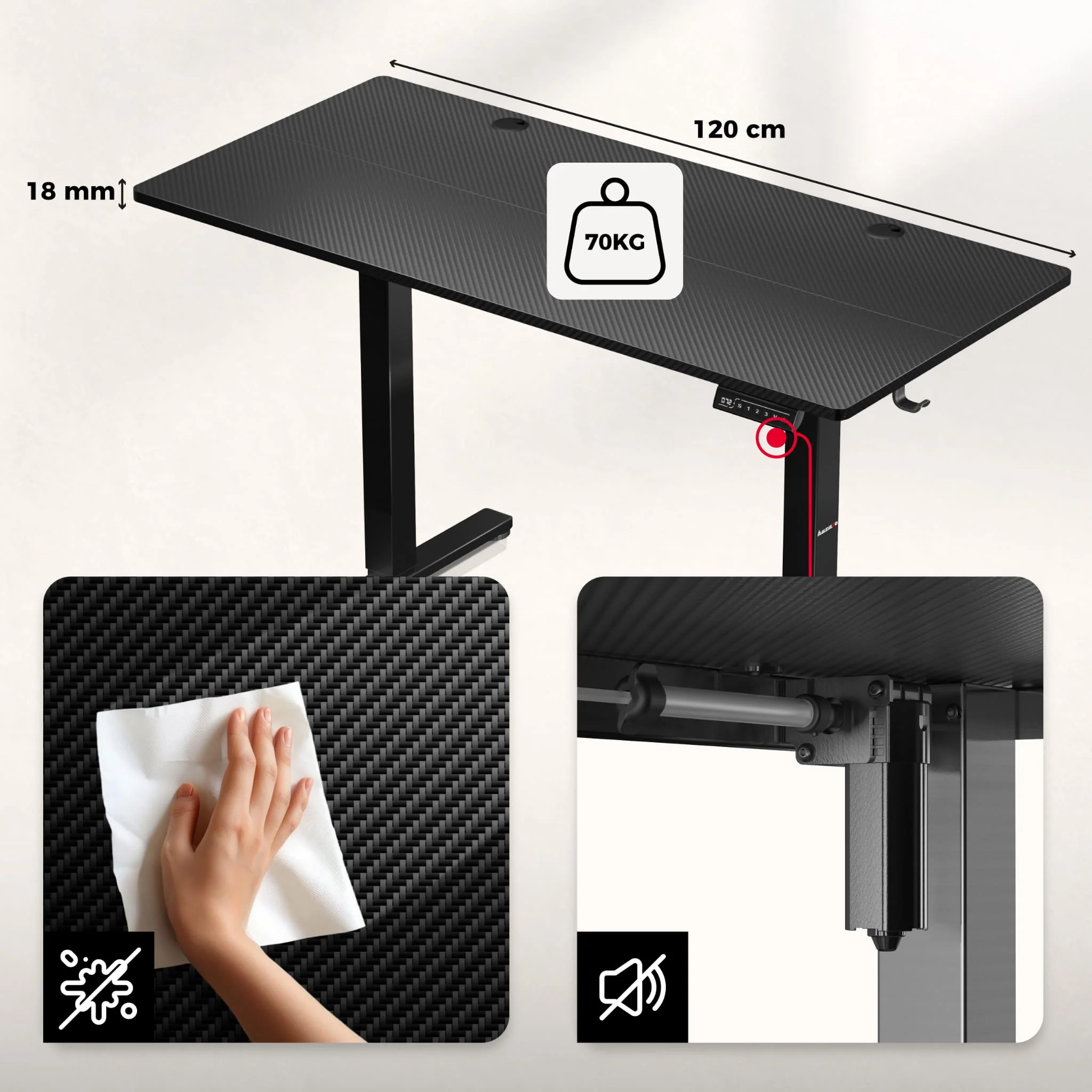 Biurko Elektryczne Huzaro Hero 8.2 Black 120 cm - Image 4