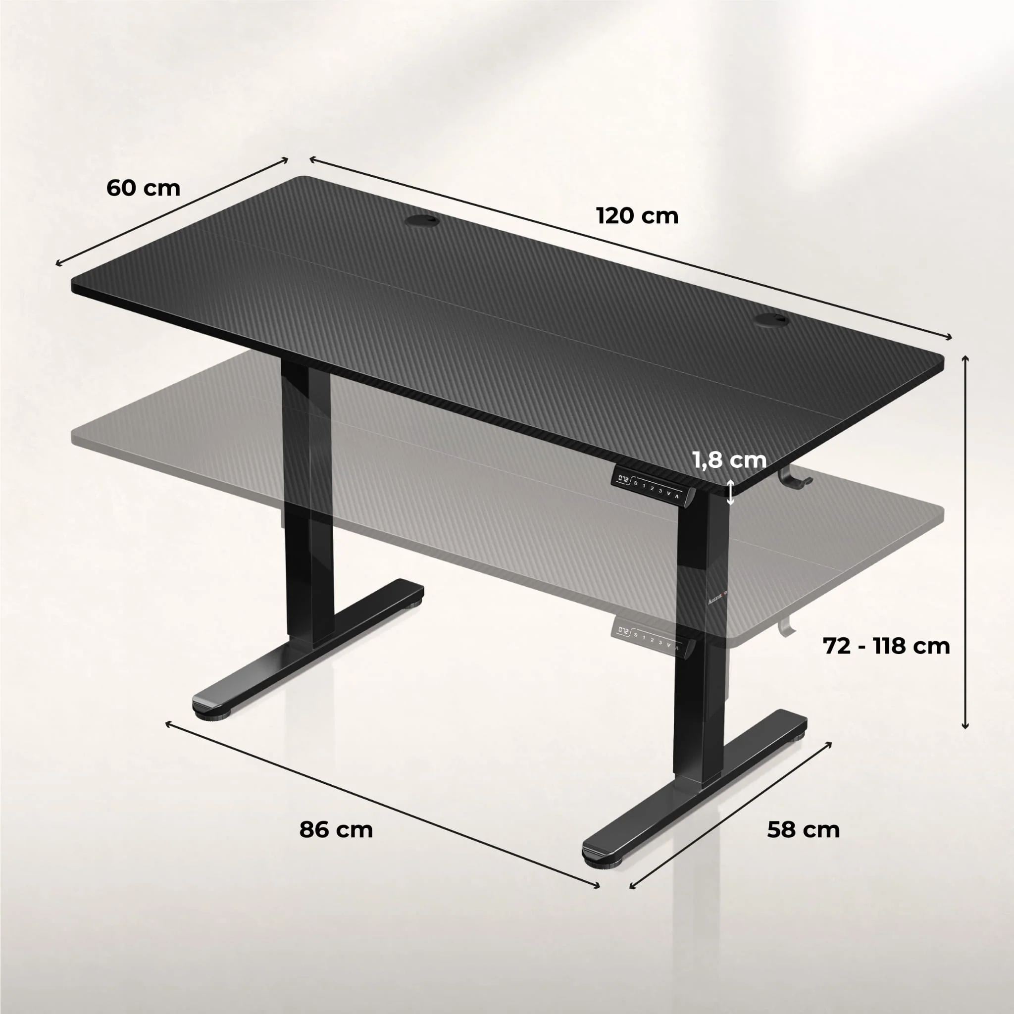 Biurko Elektryczne Huzaro Hero 8.2 Black 120 cm - Image 6
