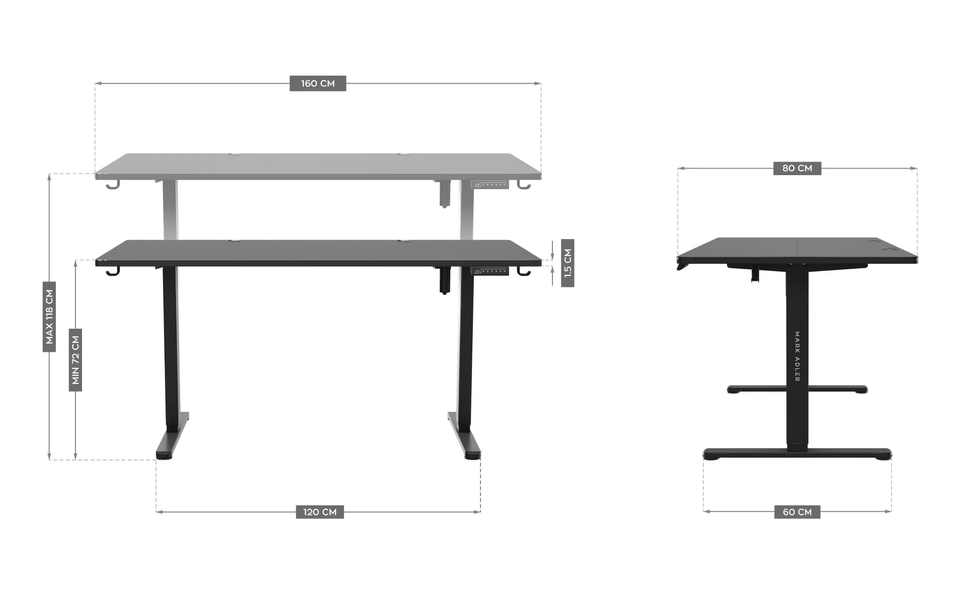Biurko elektryczne Mark Adler Leader 7.6 Black 160 cm OUTLET - Image 10