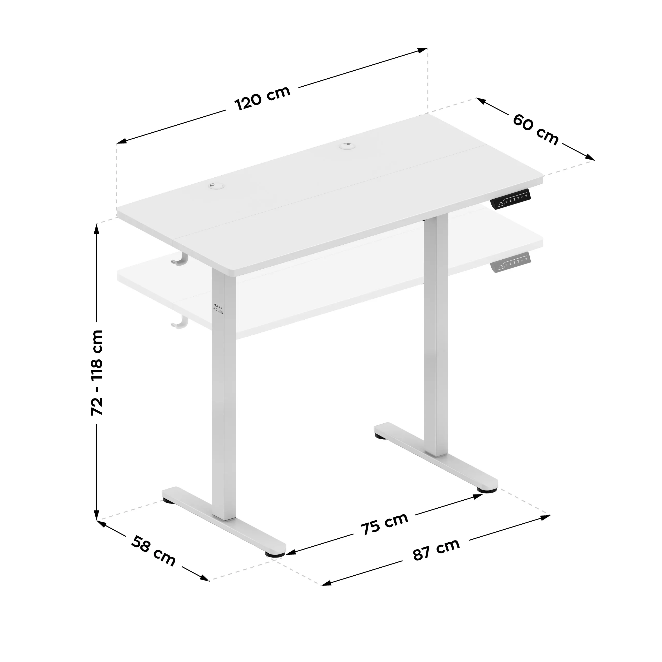 Biurko elektryczne regulowane Mark Adler Leader 6.9 White 120 cm - Image 12