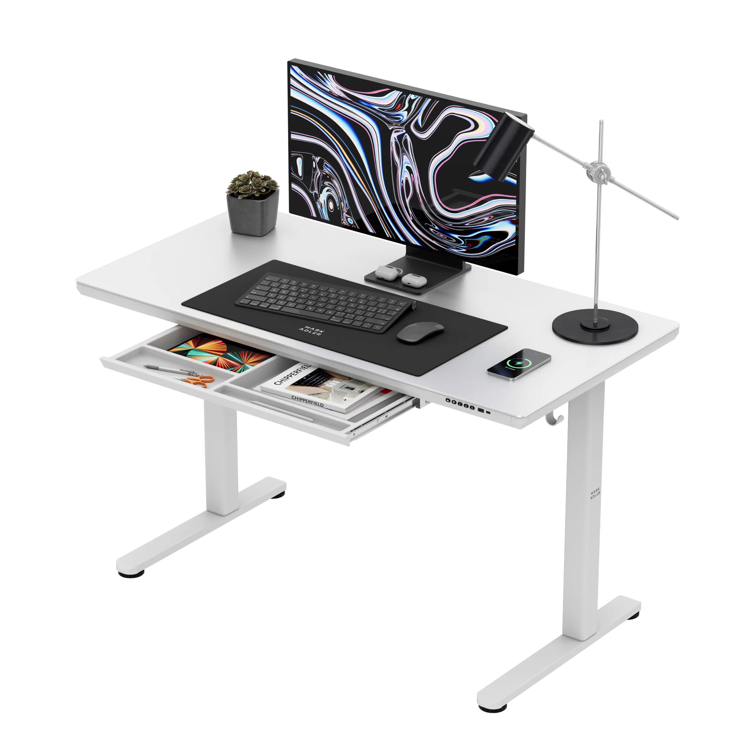 Biurko elektryczne ze szklanym blatem Mark Adler Leader 8.5 White - Image 14