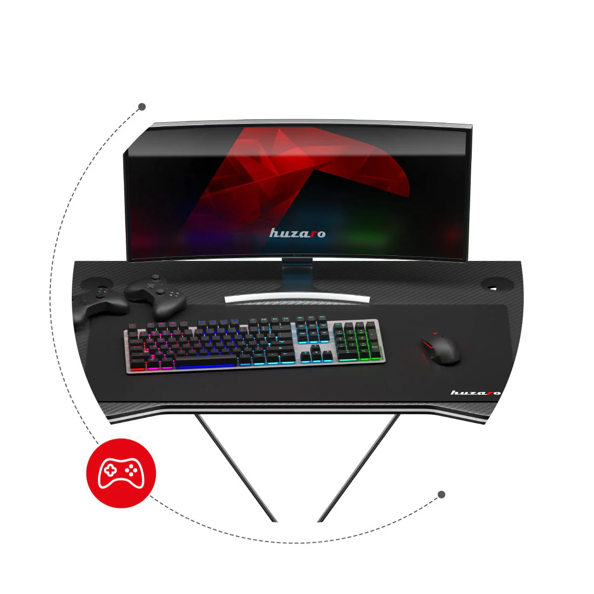 Biurko Gamingowe Huzaro Hero 1.4 Black 100 cm OUTLET - Image 12