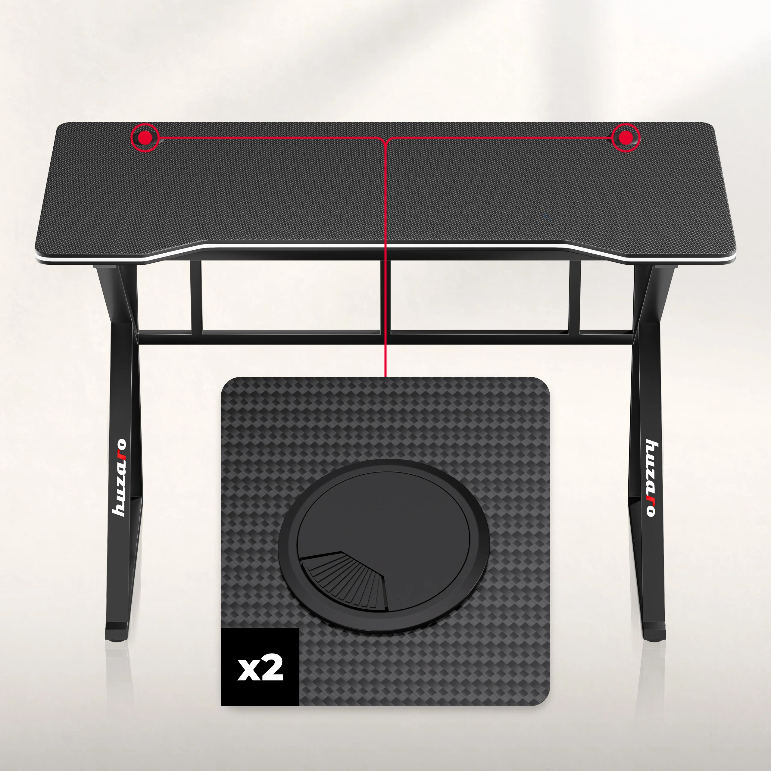 Biurko Gamingowe Huzaro Hero 1.6 Black 120 cm - Image 3
