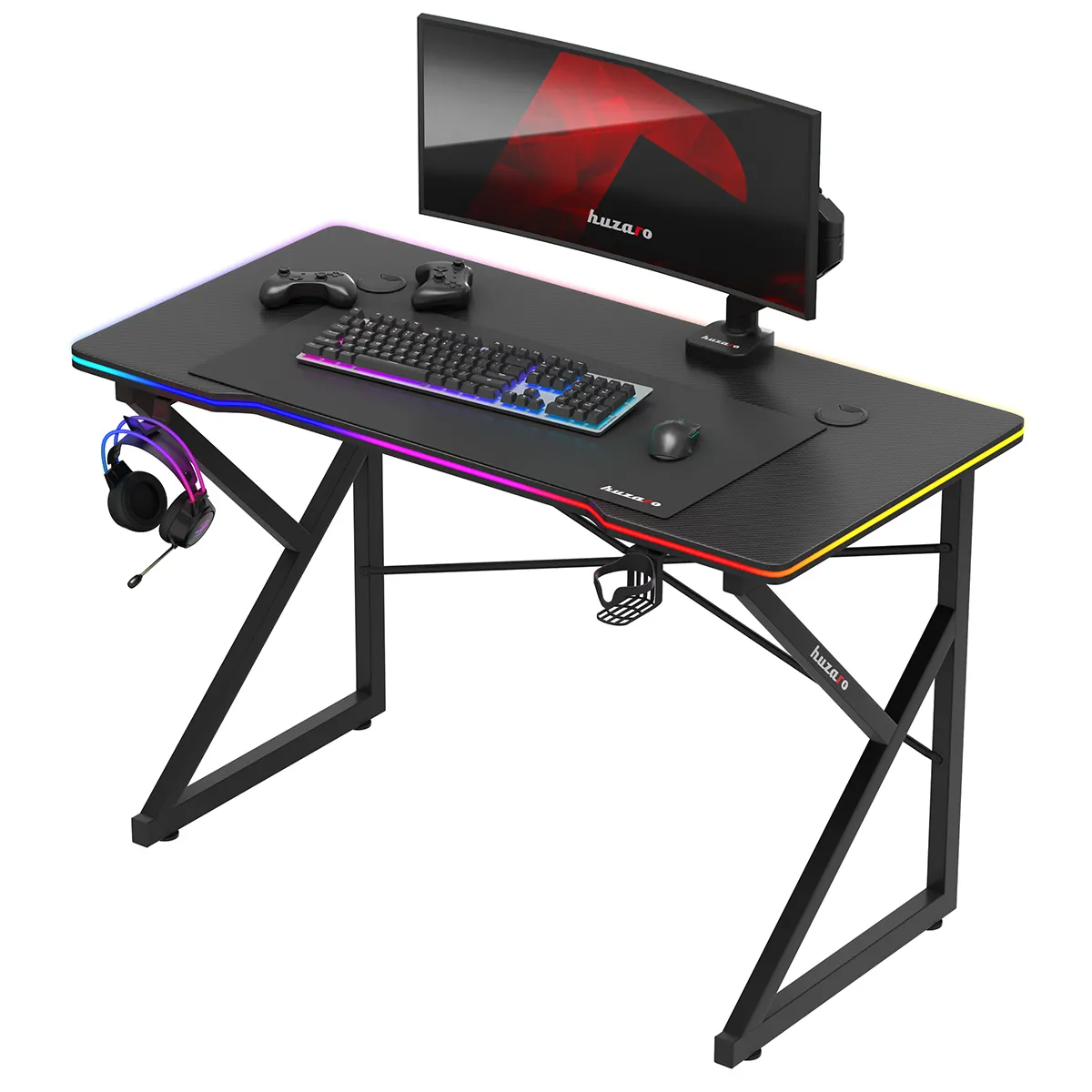 Biurko Gamingowe Huzaro Hero 1.7 RGB Black 120 cm - Image 10