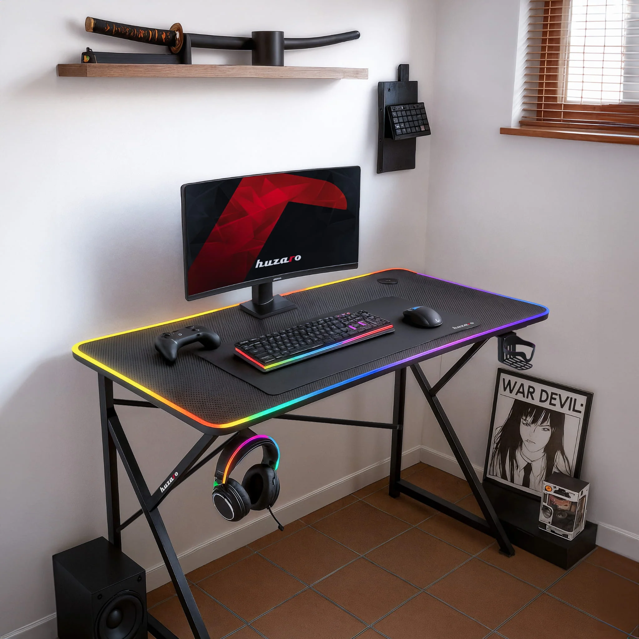 Biurko Gamingowe Huzaro Hero 1.7 RGB Black 120 cm - Image 14