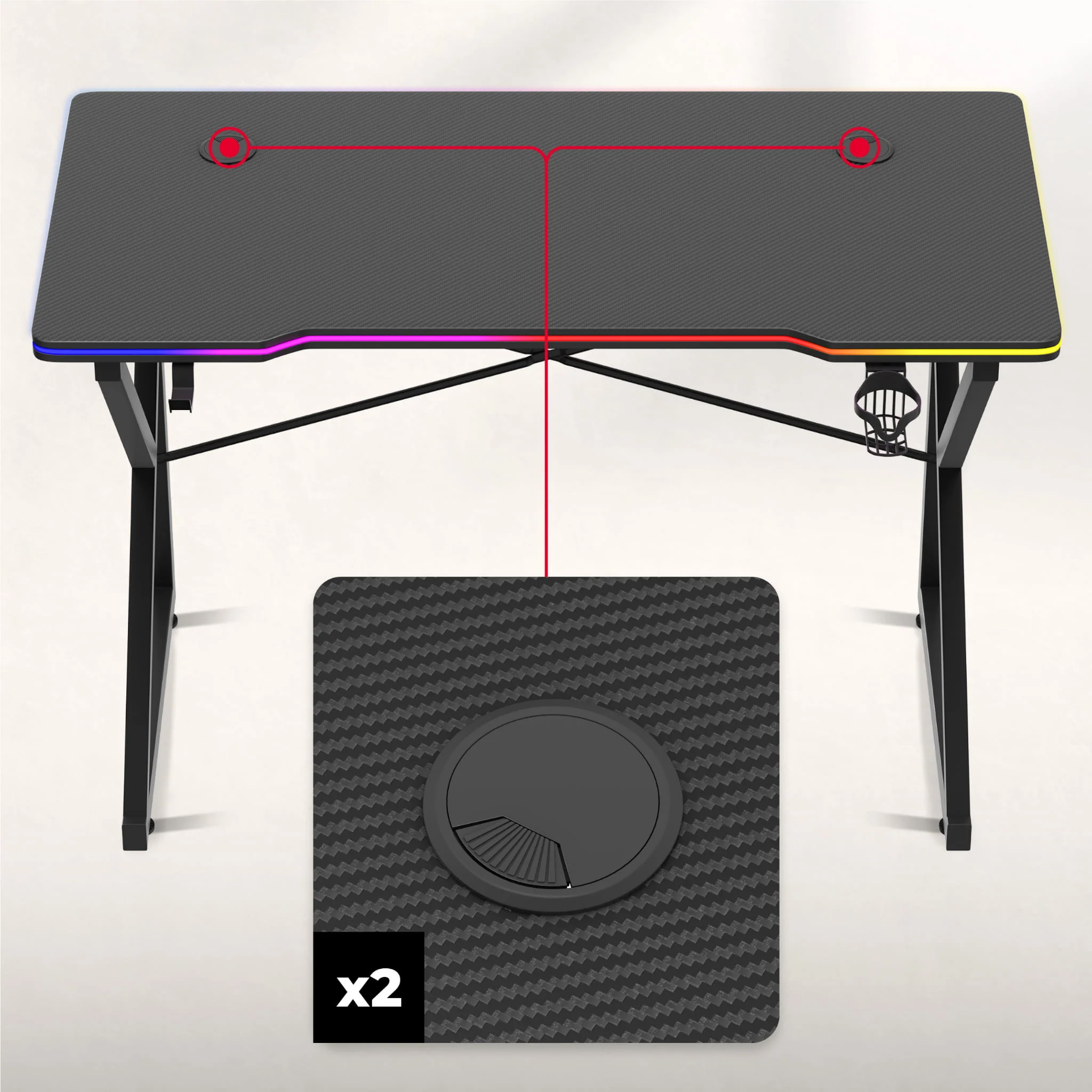 Biurko Gamingowe Huzaro Hero 1.7 RGB Black 120 cm - Image 15