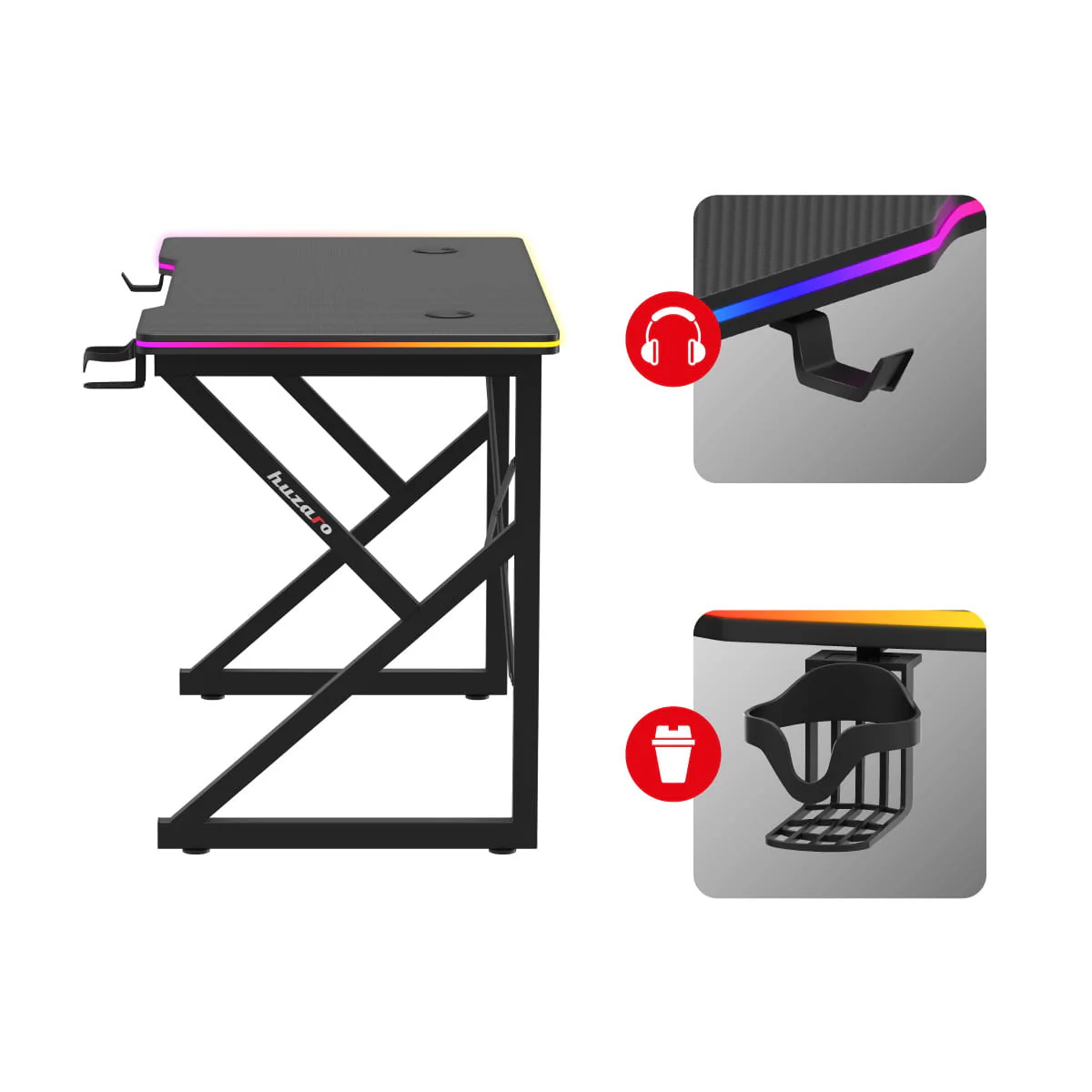 Biurko Gamingowe Huzaro Hero 1.7 RGB Black 120 cm OUTLET - Image 12