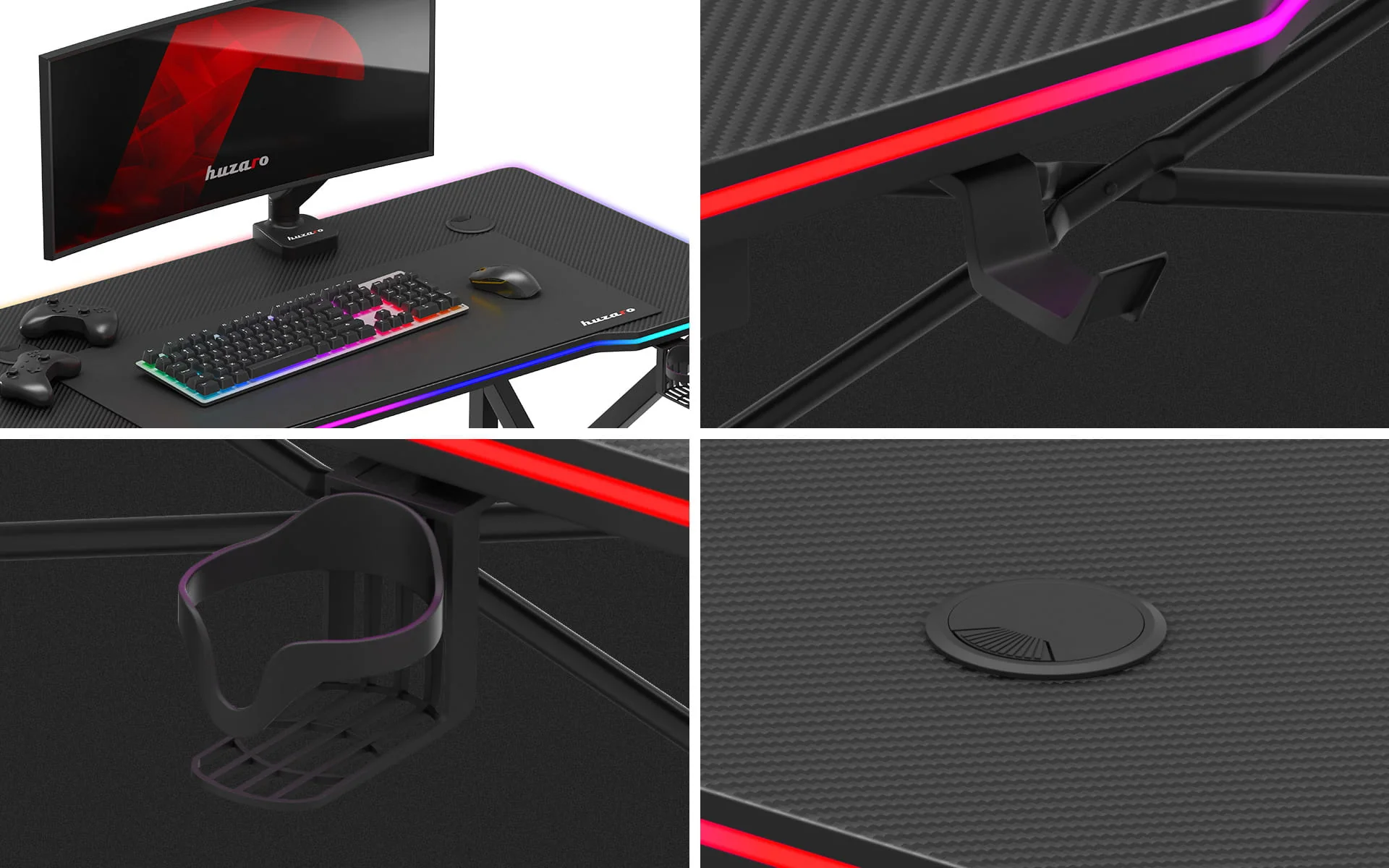 Biurko Gamingowe Huzaro Hero 1.7 RGB Black 120 cm OUTLET - Image 19