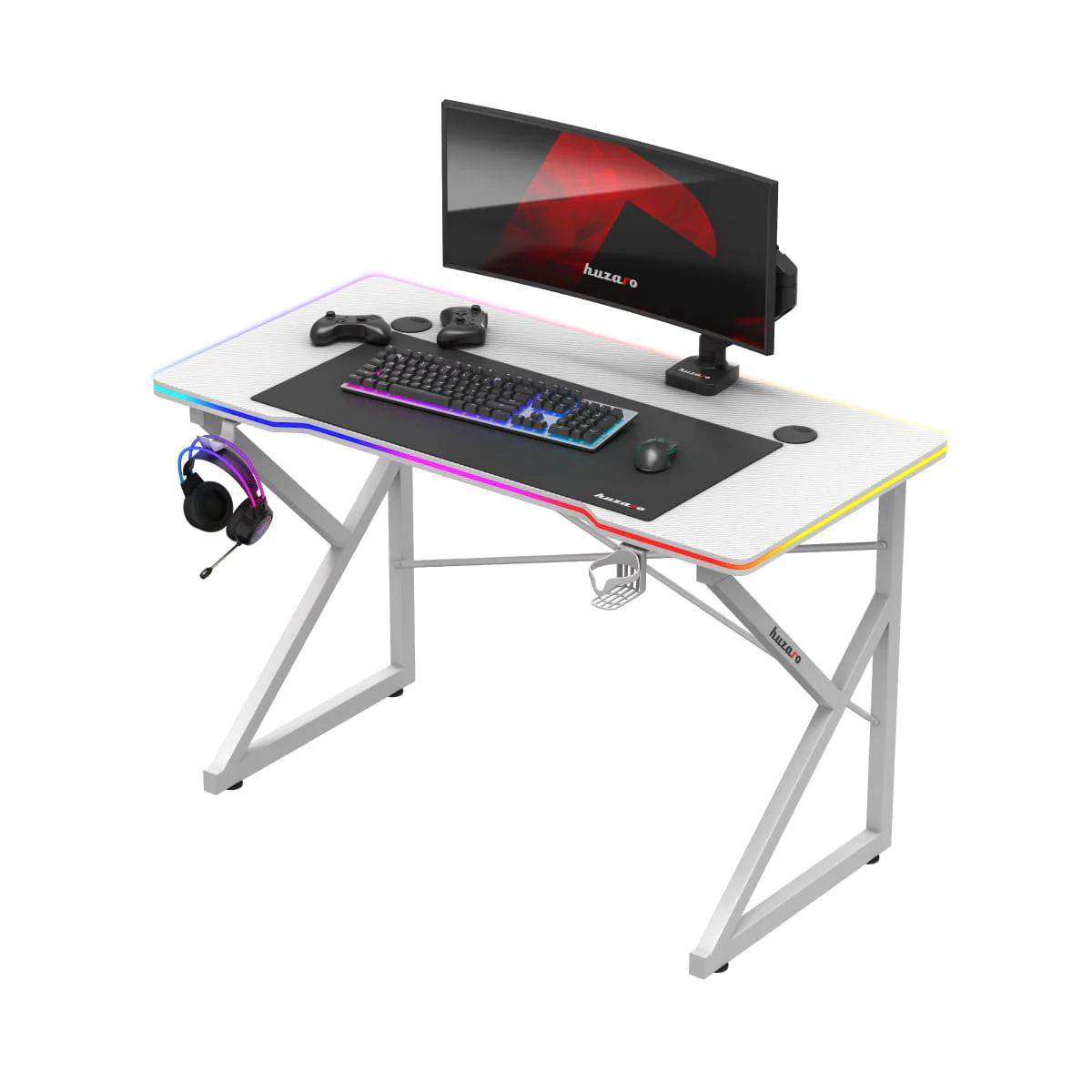 Biurko Gamingowe Huzaro Hero 1.7 RGB White 120 cm OUTLET - Image 6