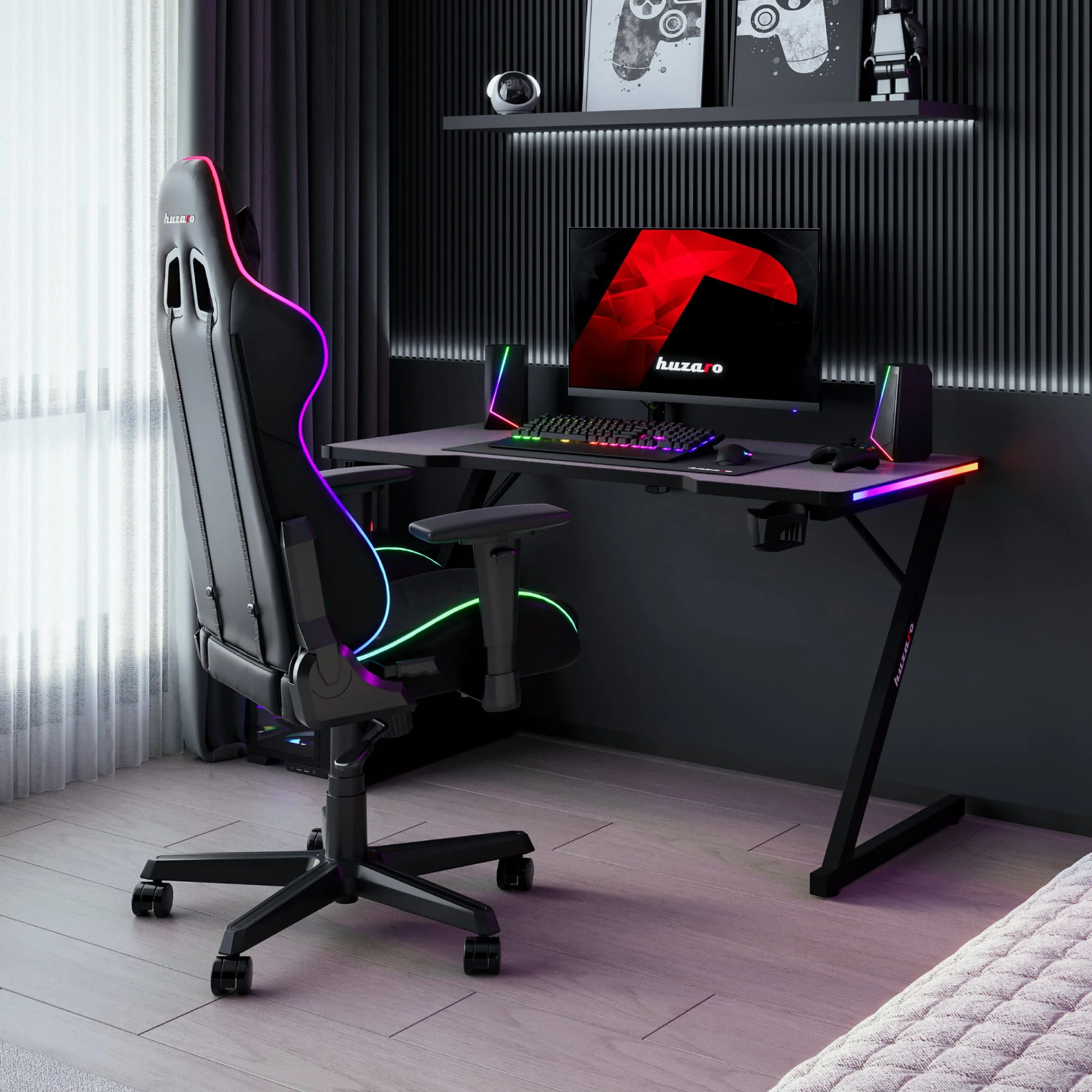 Biurko Gamingowe Huzaro Hero 2.5 RGB LED 120 cm - Image 4