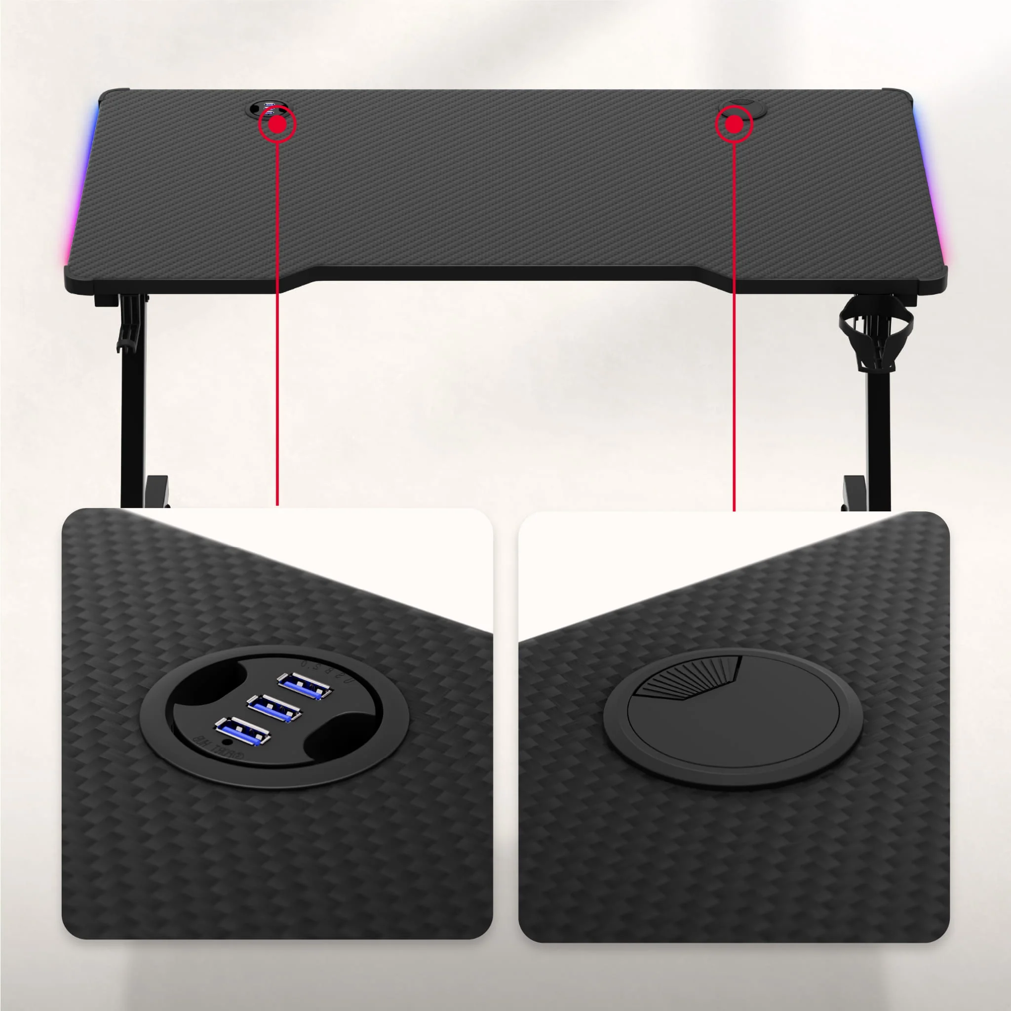 Biurko Gamingowe Huzaro Hero 2.5 RGB LED 120 cm - Image 5
