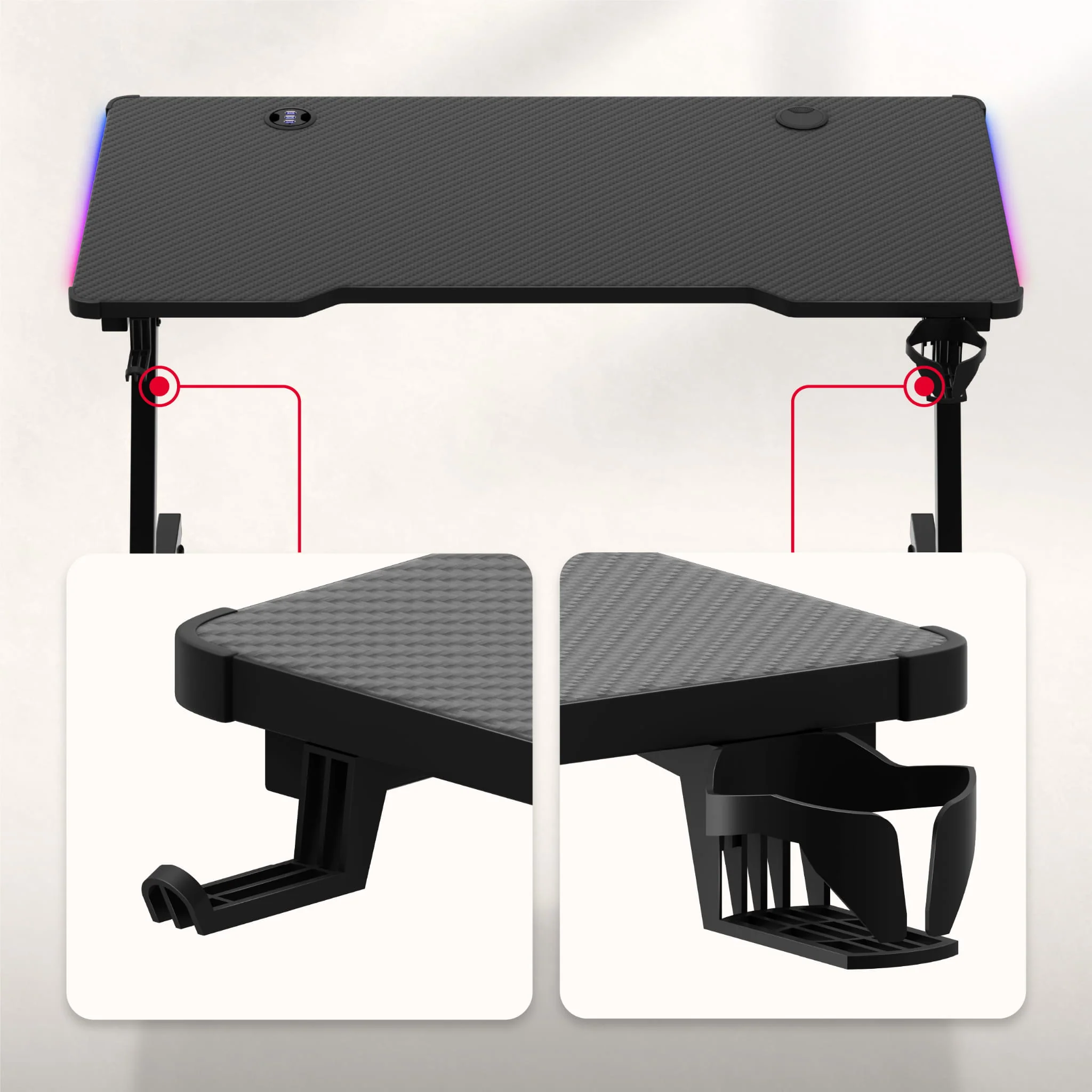 Biurko Gamingowe Huzaro Hero 2.5 RGB LED 120 cm - Image 6