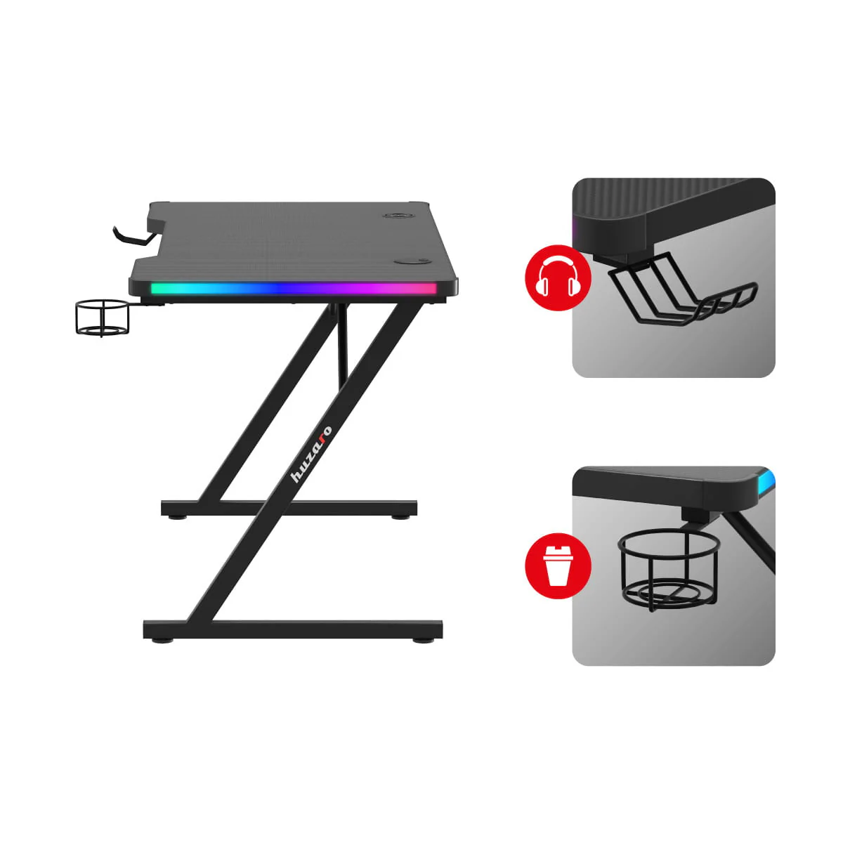 Biurko Gamingowe Huzaro Hero 2.5 RGB LED 120 cm OUTLET - Image 10
