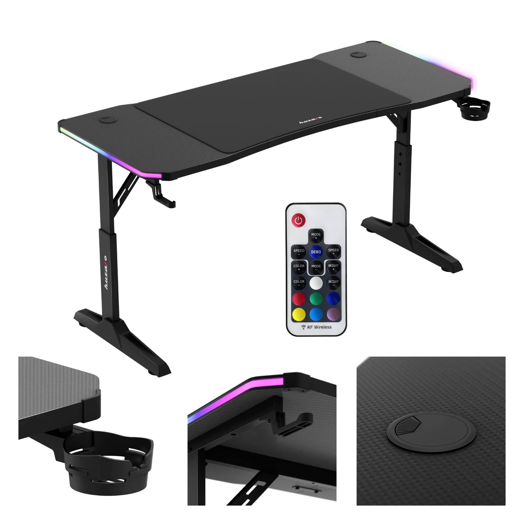 Biurko gamingowe Huzaro Hero 3.6 RGB LED Black 140 cm - Image 12