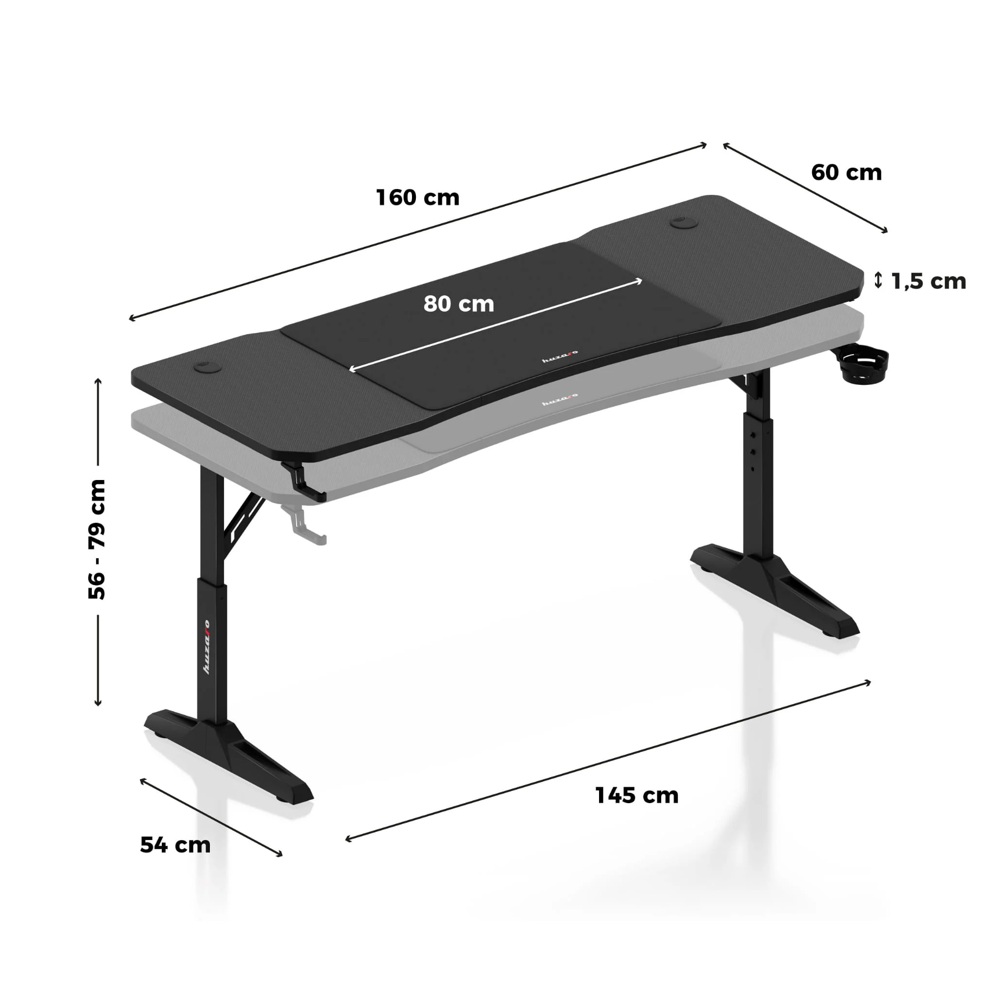 Biurko gamingowe Huzaro Hero 4.6 Black 160 cm - Image 16