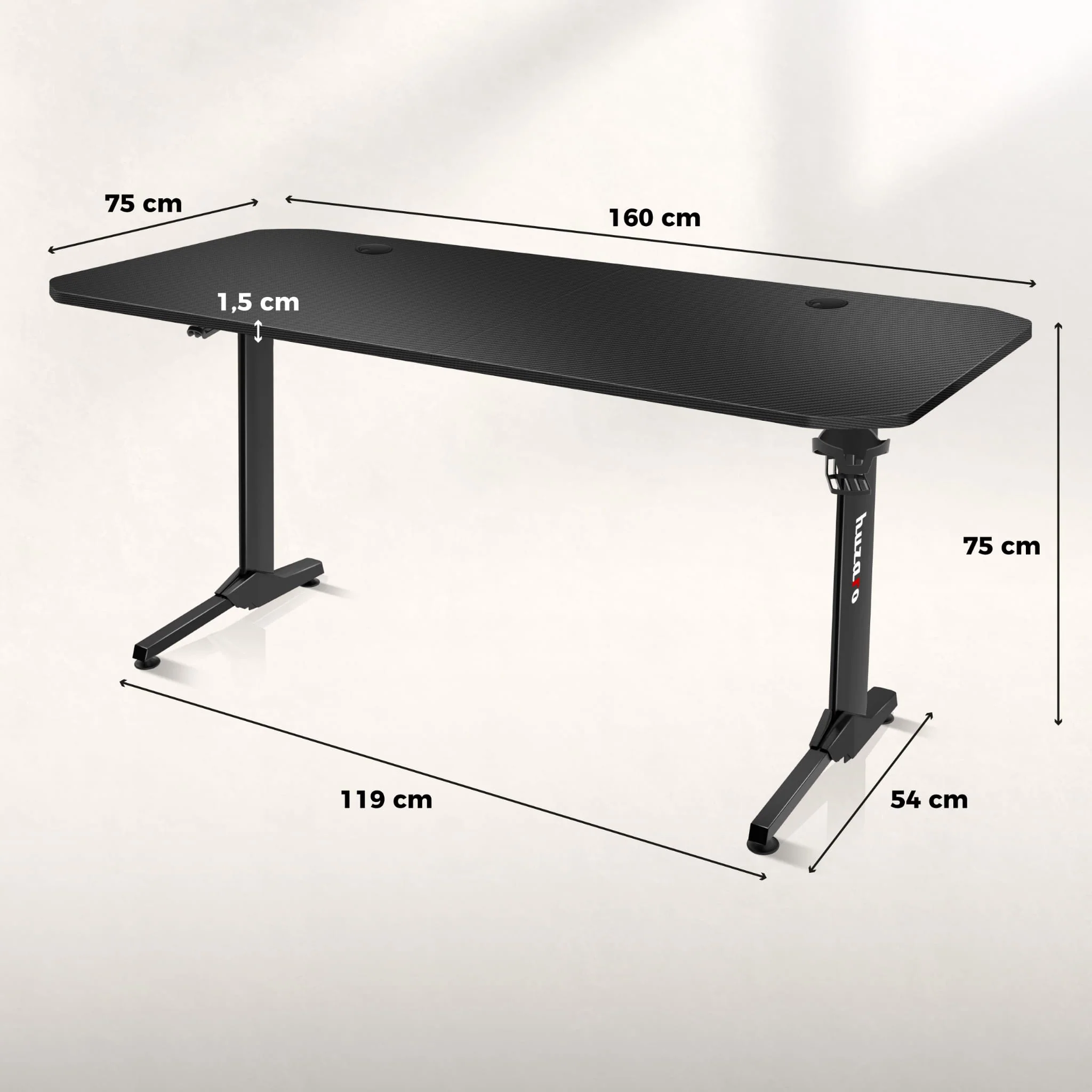 Biurko Gamingowe Huzaro Hero 4.7 Black 160 cm - Image 9