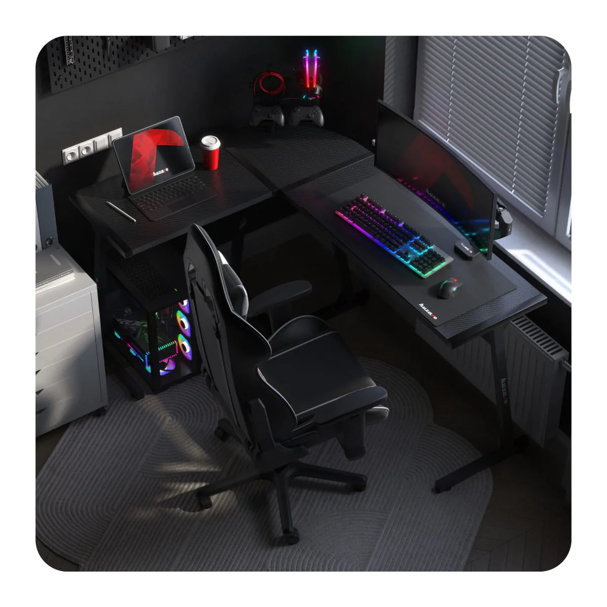 Biurko Gamingowe Huzaro Hero 6.0 Black 147 cm OUTLET - Image 9