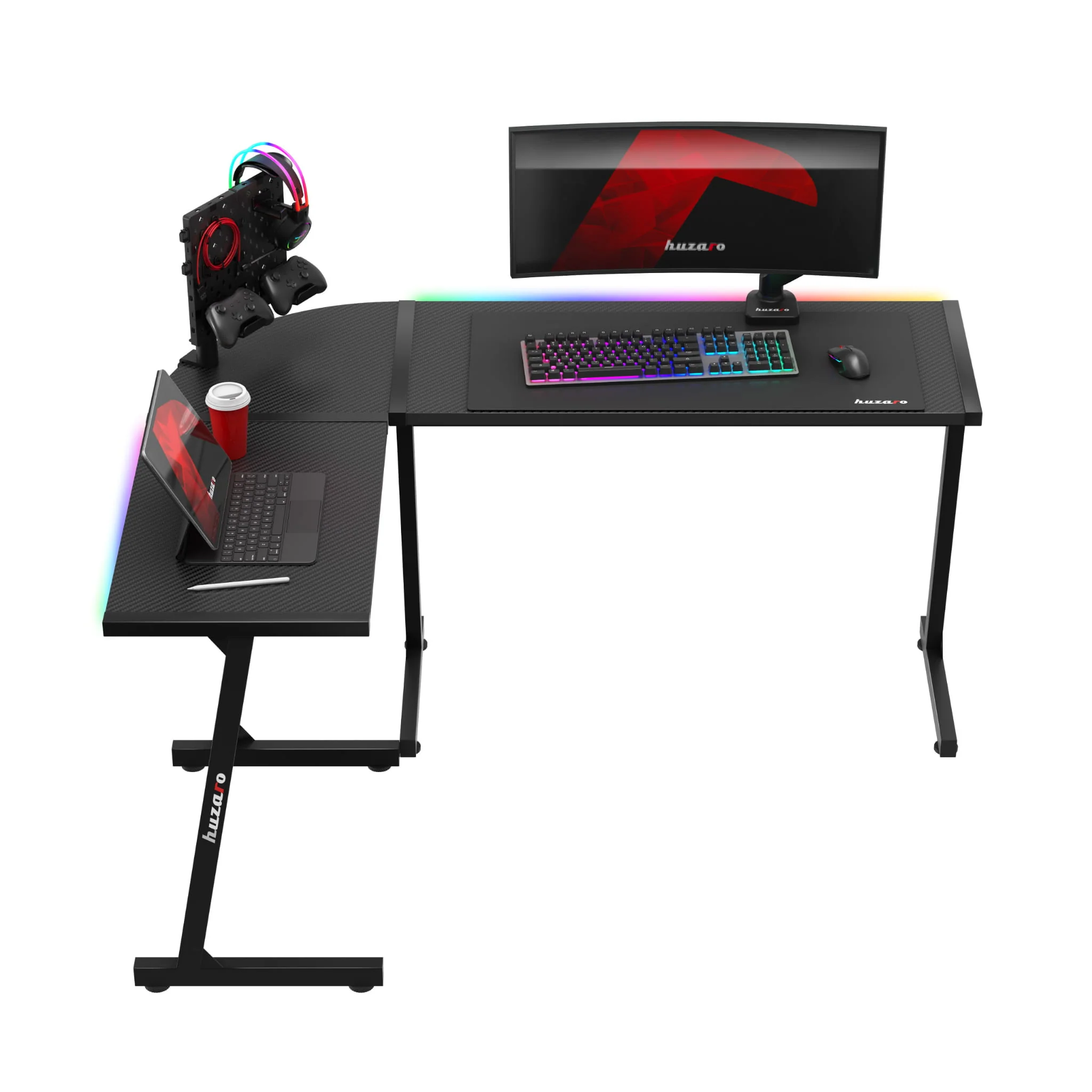Biurko Gamingowe HUZARO HERO 6.0 Black RGB Smart 147 cm - Image 10