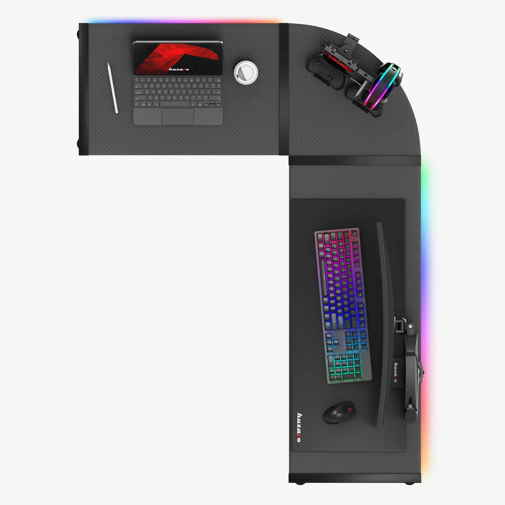 Biurko Gamingowe HUZARO HERO 6.0 Black RGB Smart 147 cm - Image 3