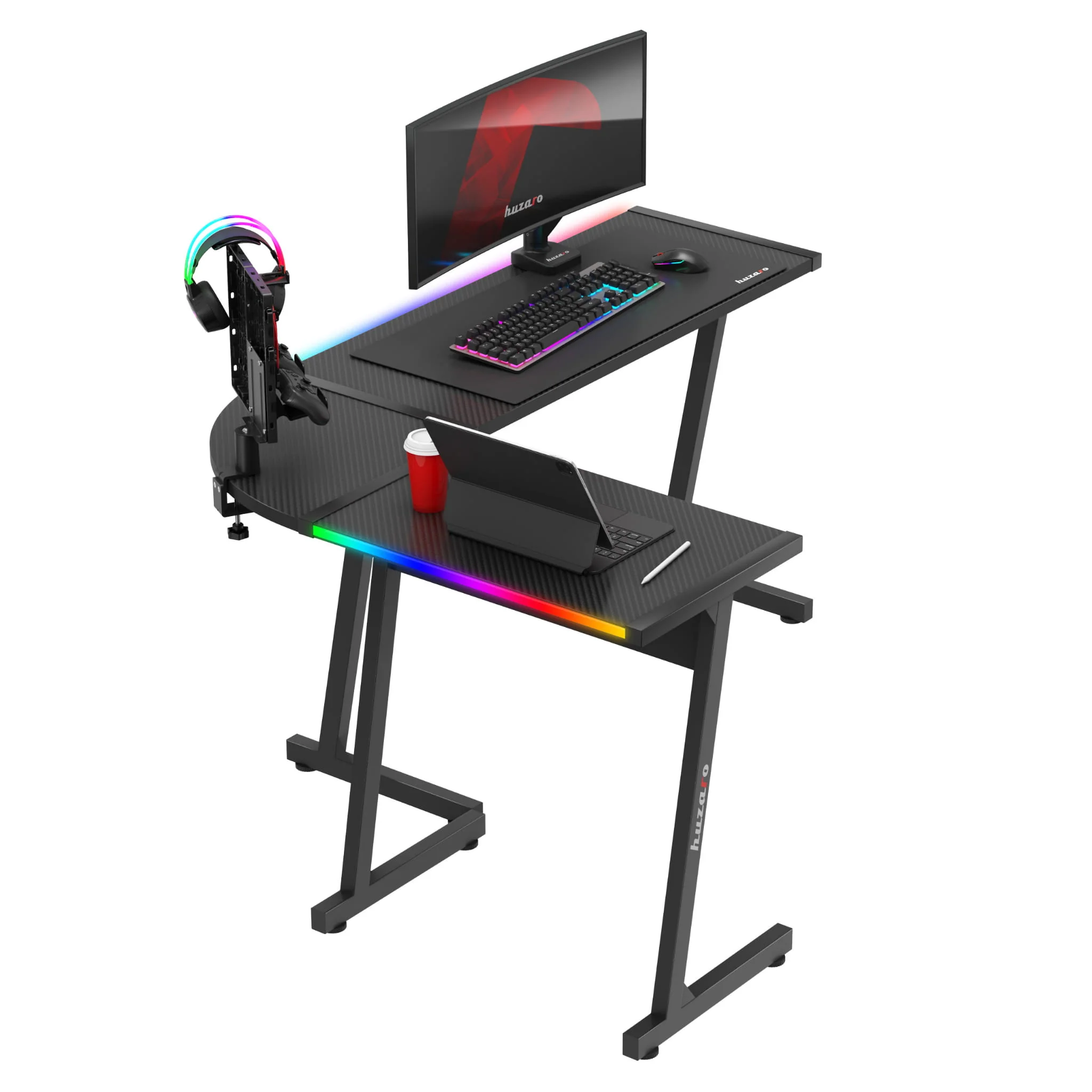 Biurko Gamingowe HUZARO HERO 6.0 Black RGB Smart 147 cm - Image 6