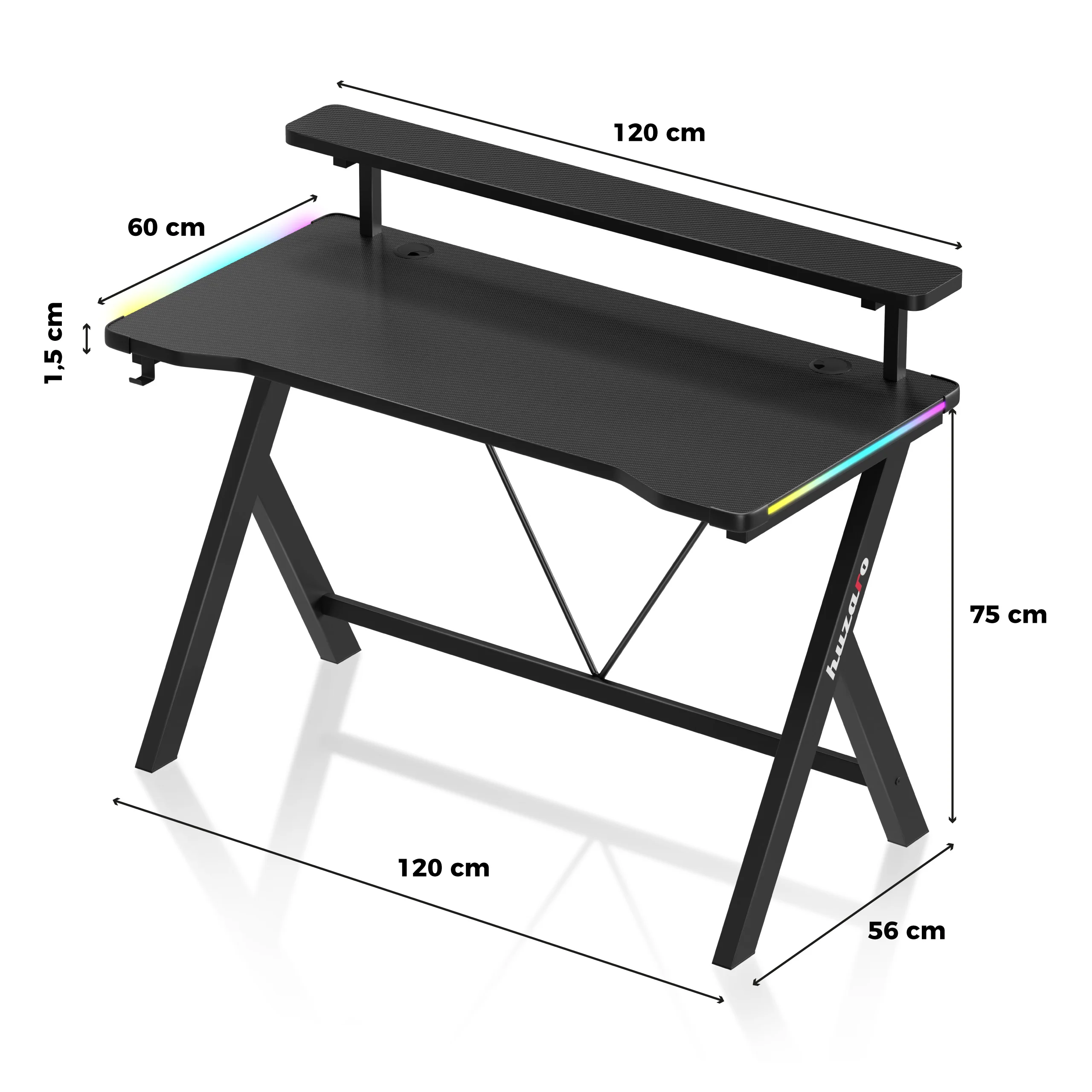 Biurko gamingowe LED Huzaro Hero 1.9 RGB  120 cm - Image 14