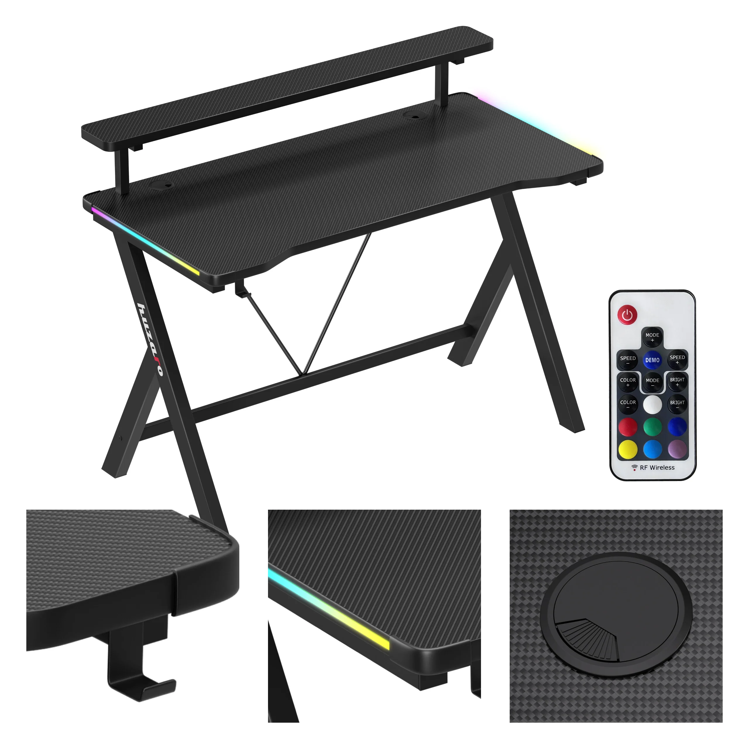Biurko gamingowe LED Huzaro Hero 1.9 RGB  120 cm - Image 6