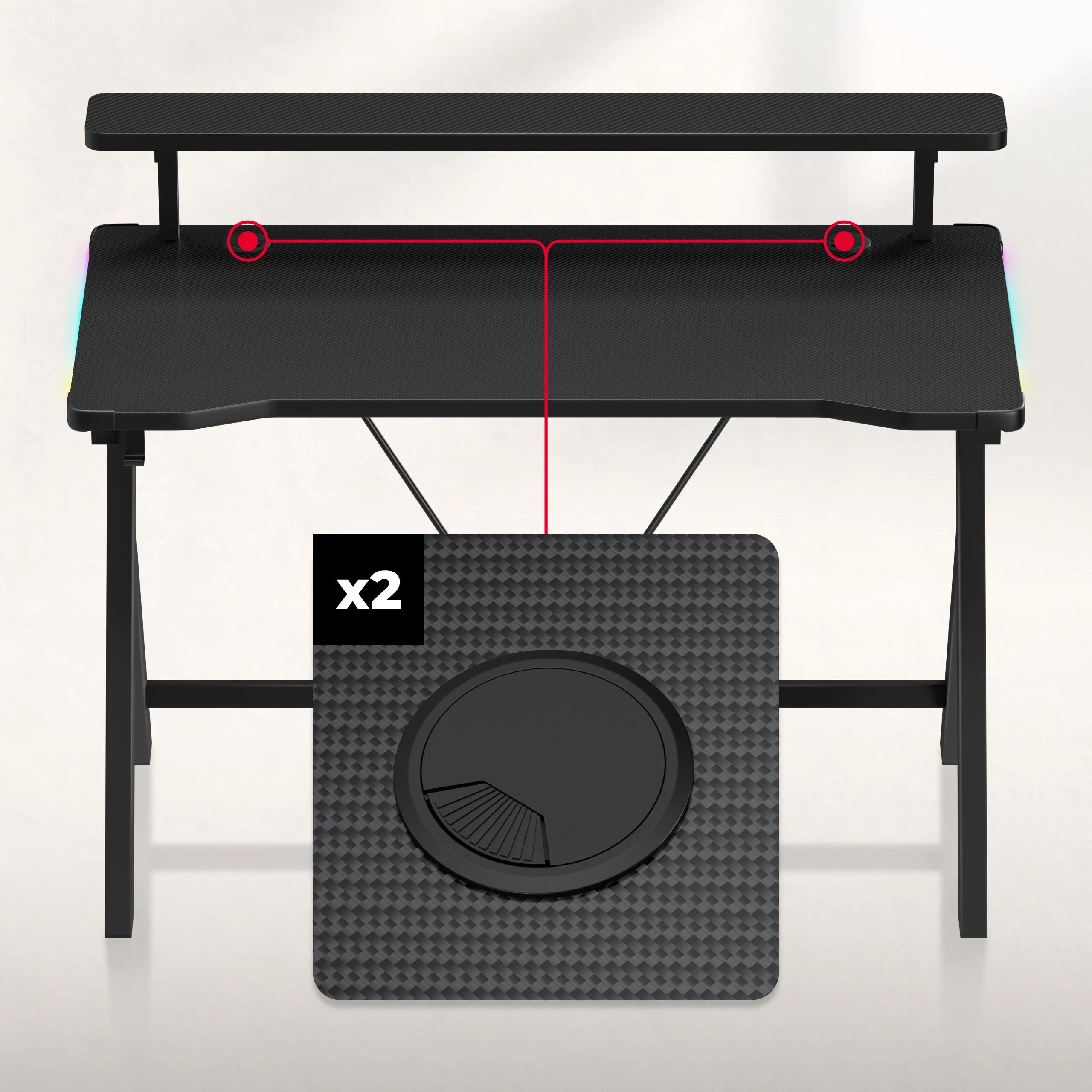 Biurko gamingowe LED Huzaro Hero 1.9 RGB  120 cm - Image 7