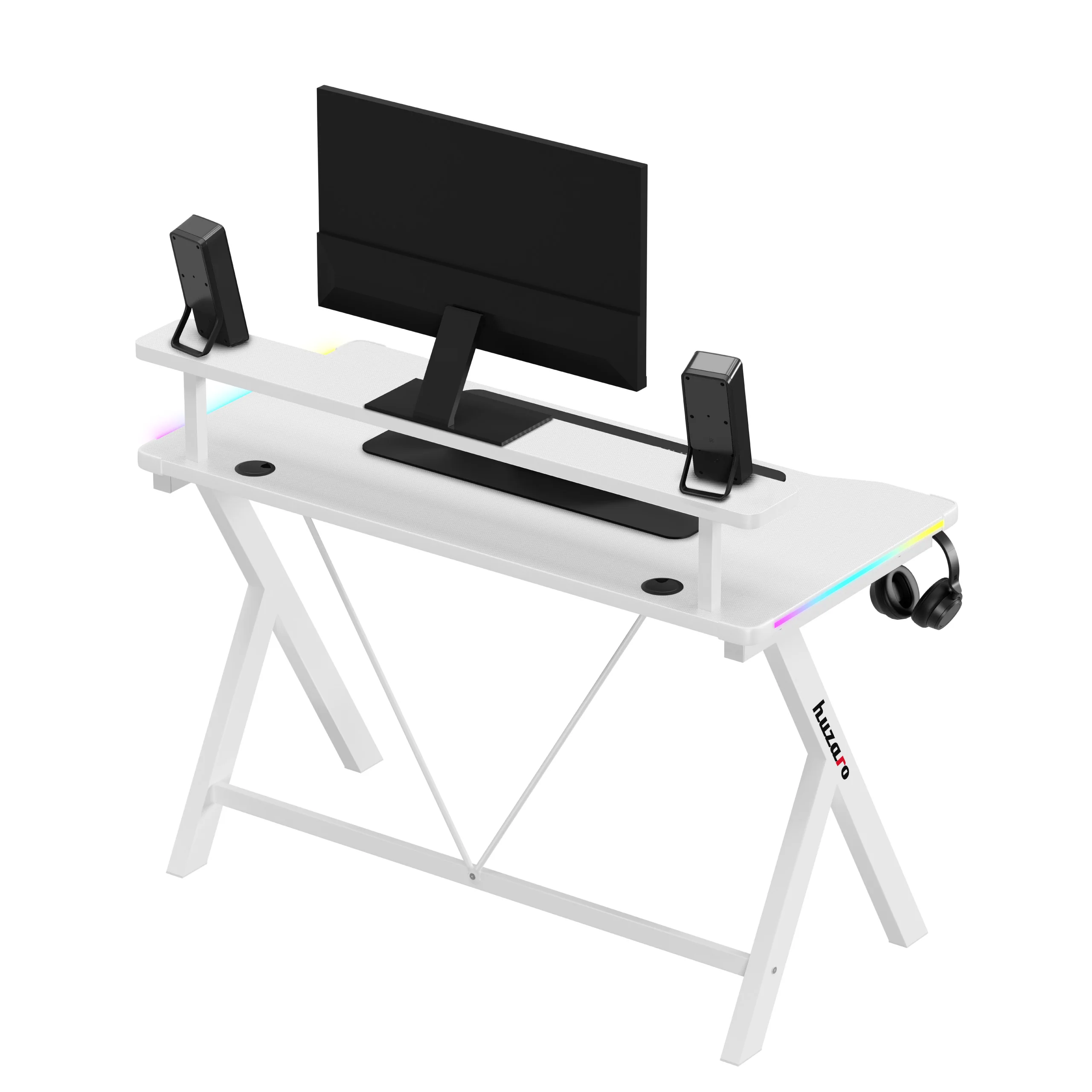 Biurko gamingowe LED Huzaro Hero 1.9 RGB White 120 cm - Image 11