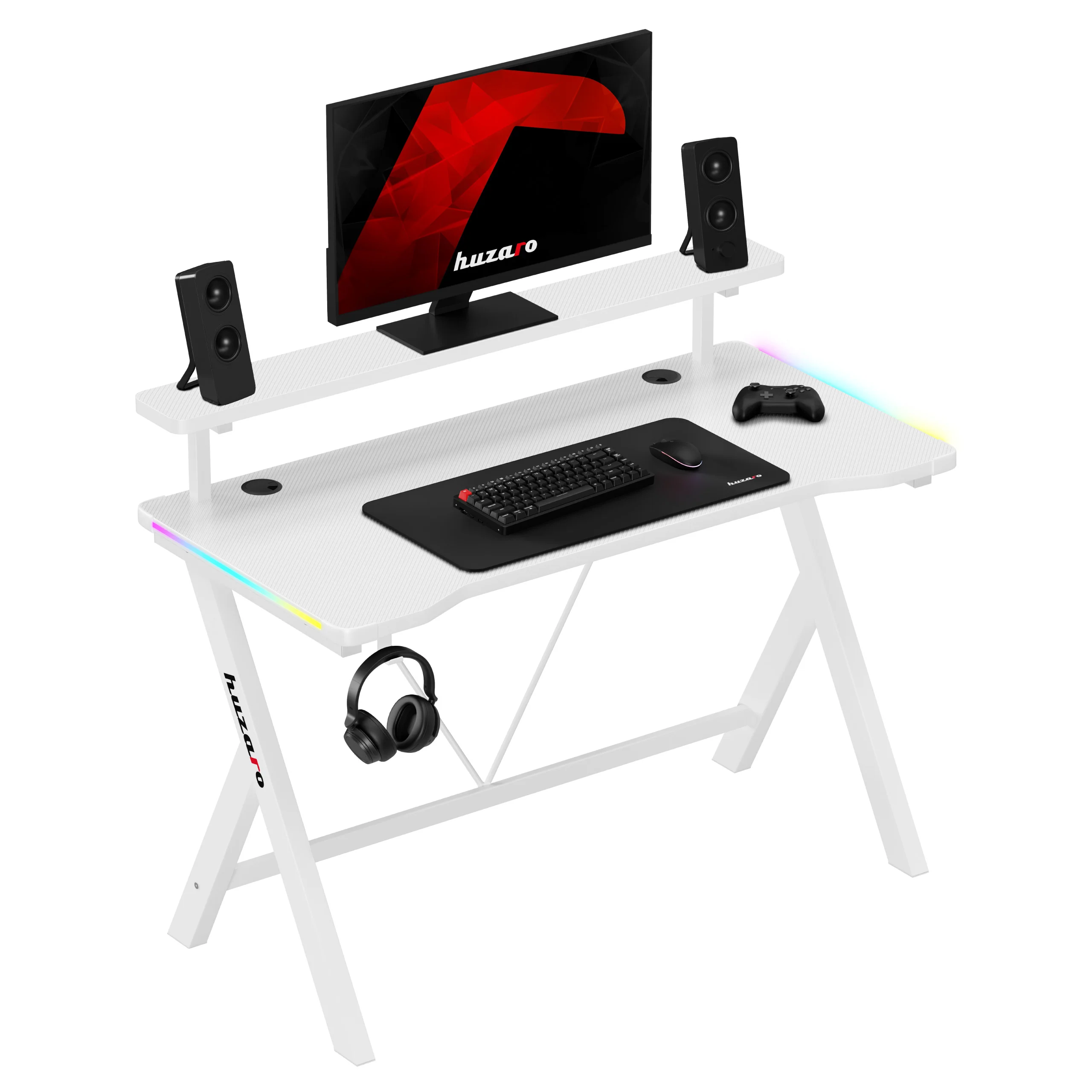 Biurko gamingowe LED Huzaro Hero 1.9 RGB White 120 cm - Image 12