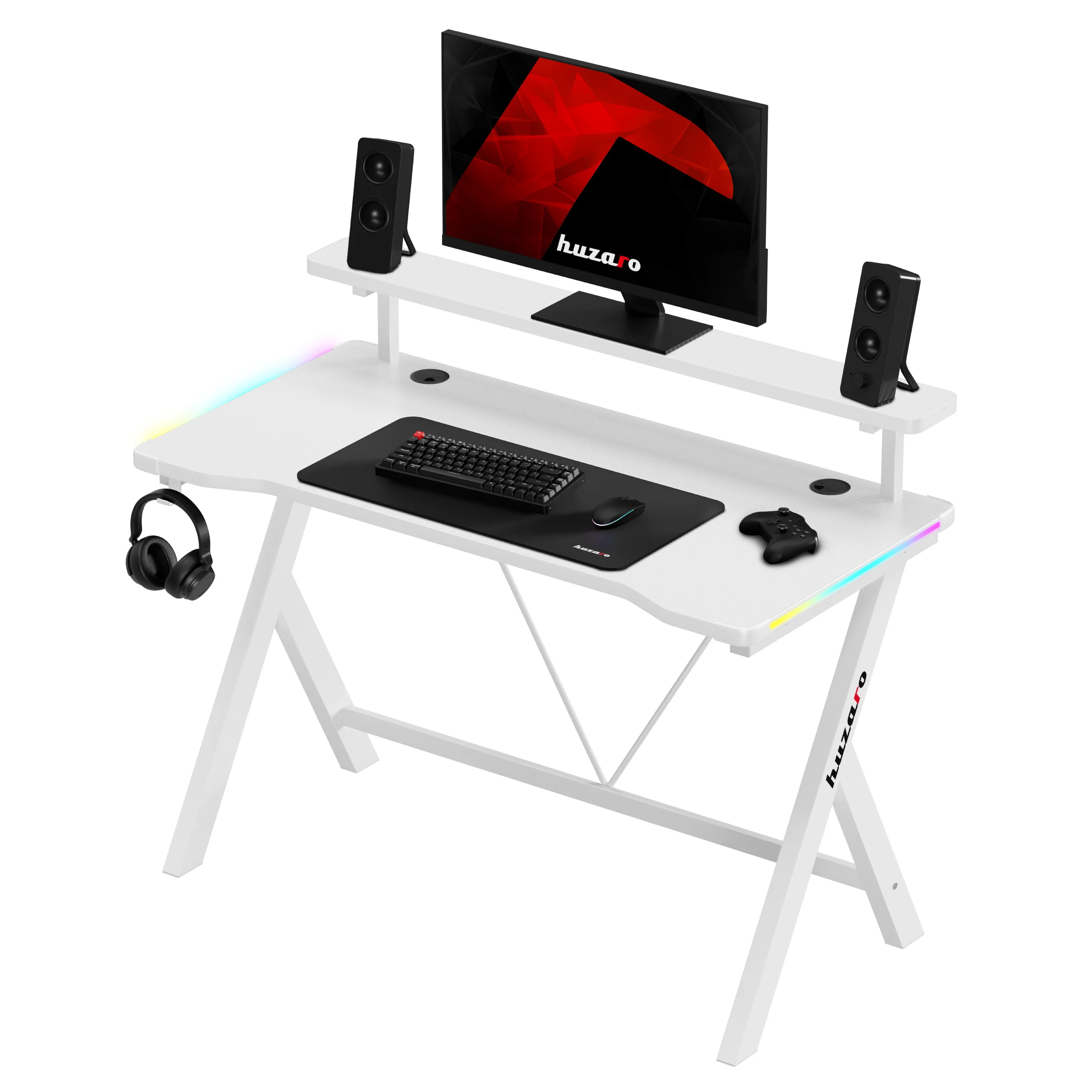Biurko gamingowe LED Huzaro Hero 1.9 RGB White 120 cm - Image 15