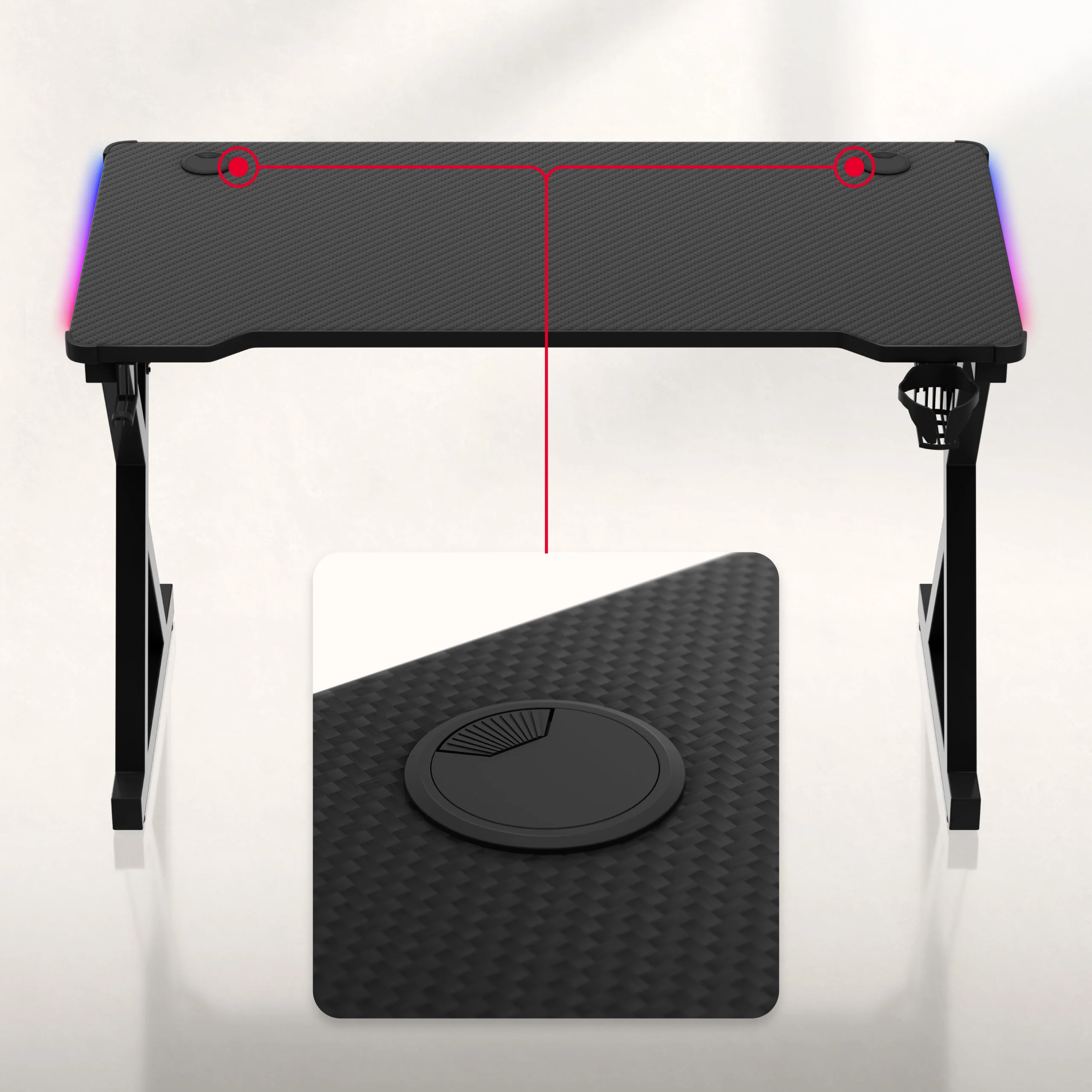 Biurko gamingowe LED Huzaro Hero 2.3 RGB 120 cm - Image 14