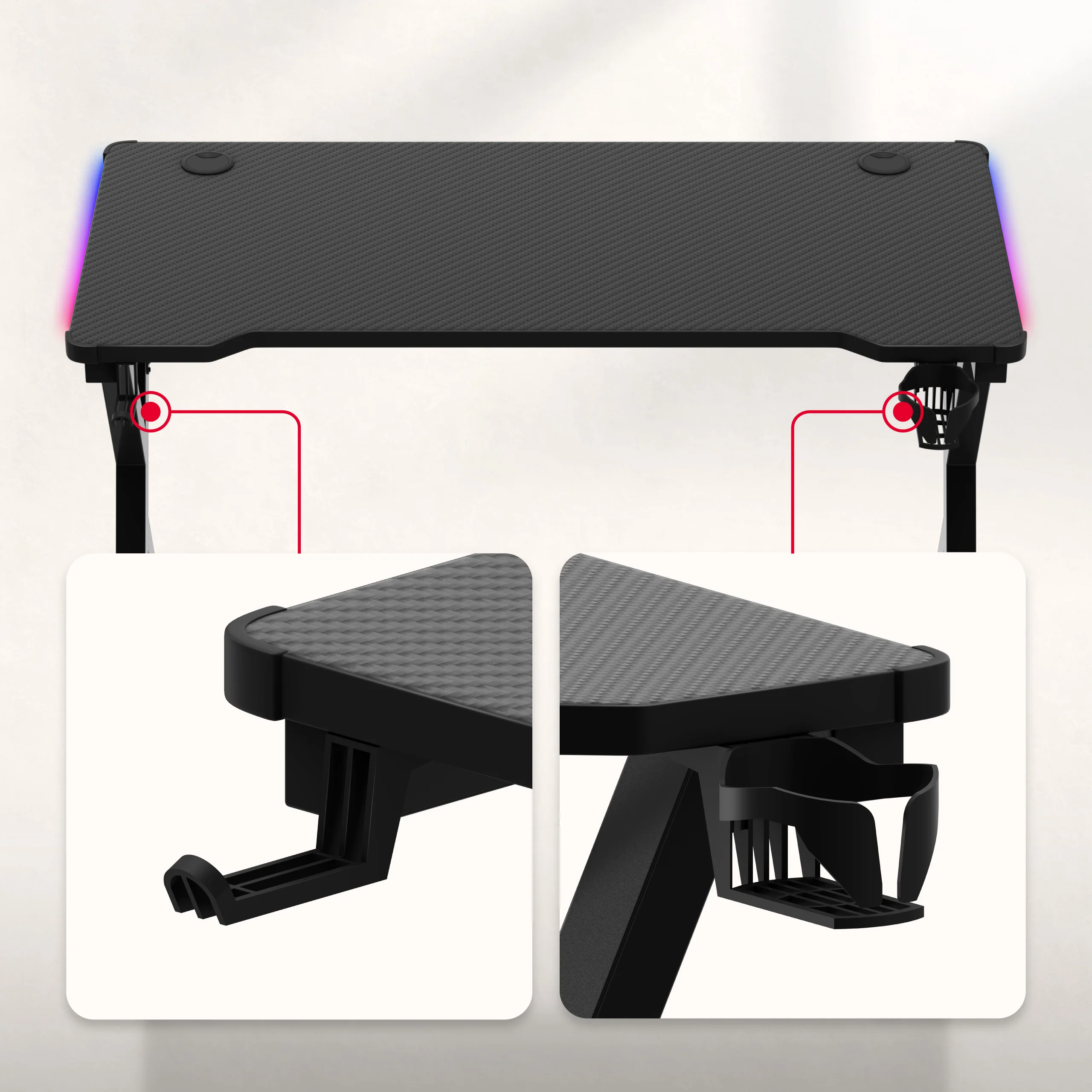 Biurko gamingowe LED Huzaro Hero 2.3 RGB 120 cm - Image 15