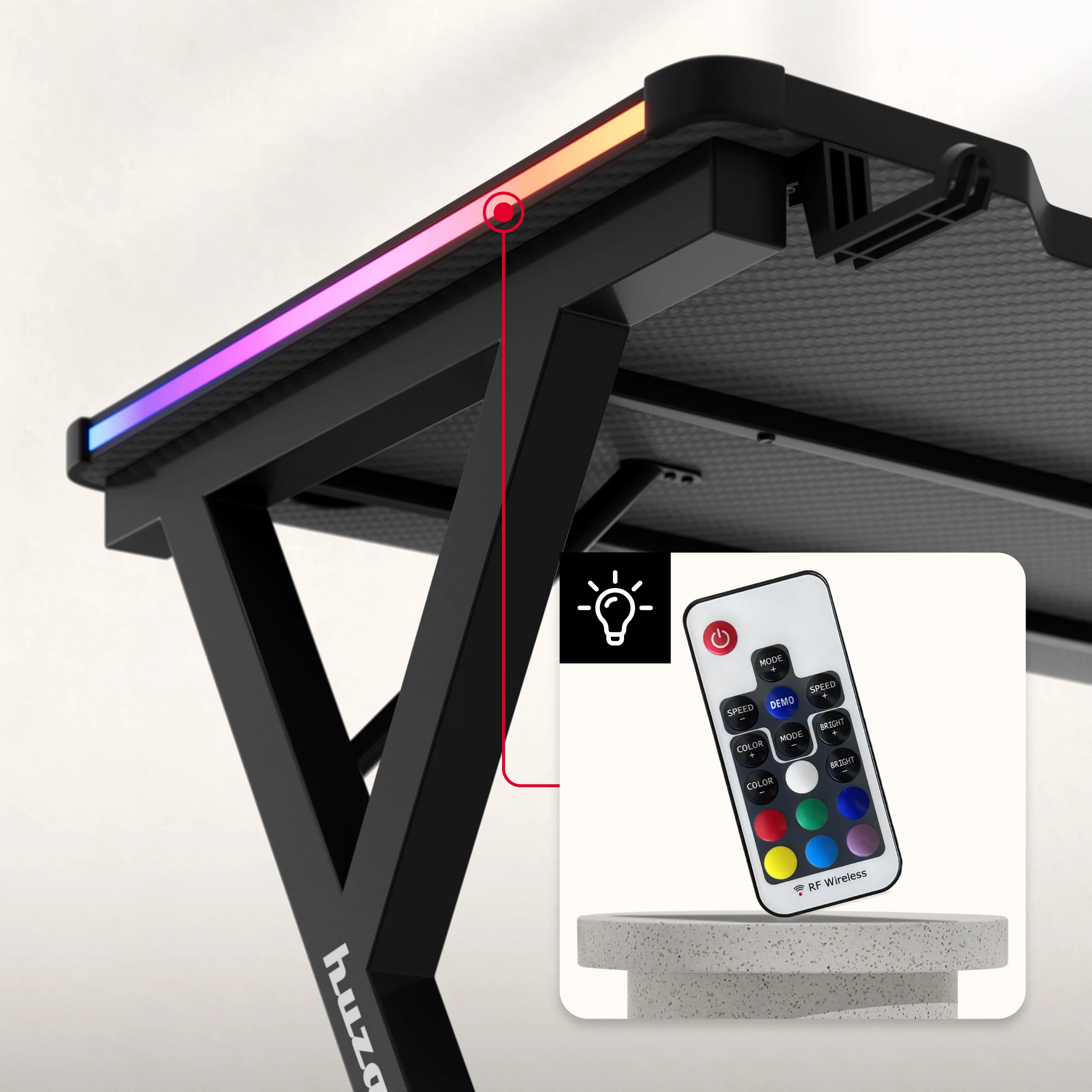 Biurko gamingowe LED Huzaro Hero 2.3 RGB 120 cm - Image 3