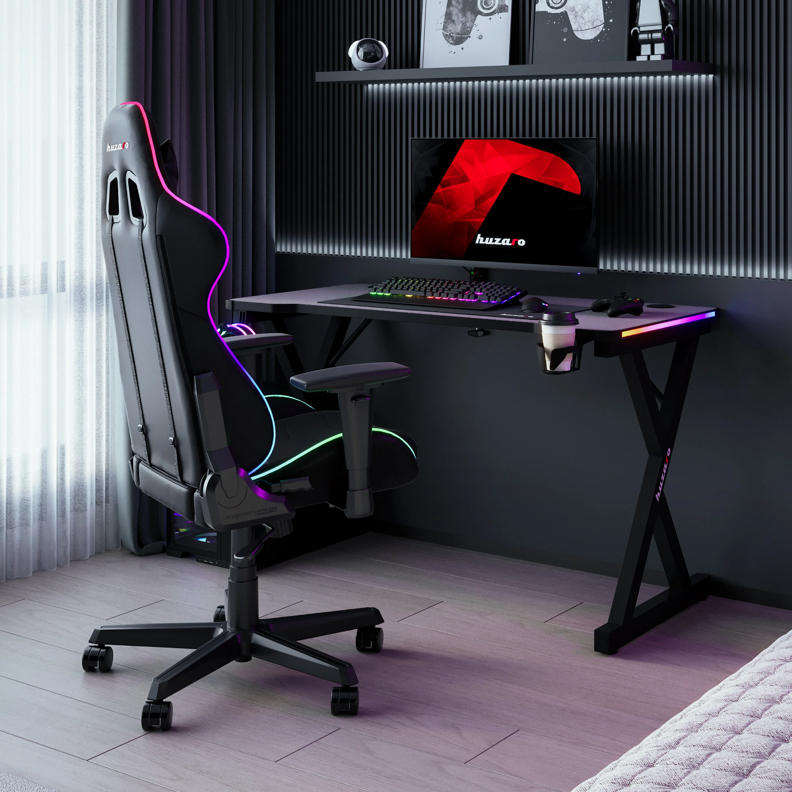 Biurko gamingowe LED Huzaro Hero 2.3 RGB 120 cm - Image 4