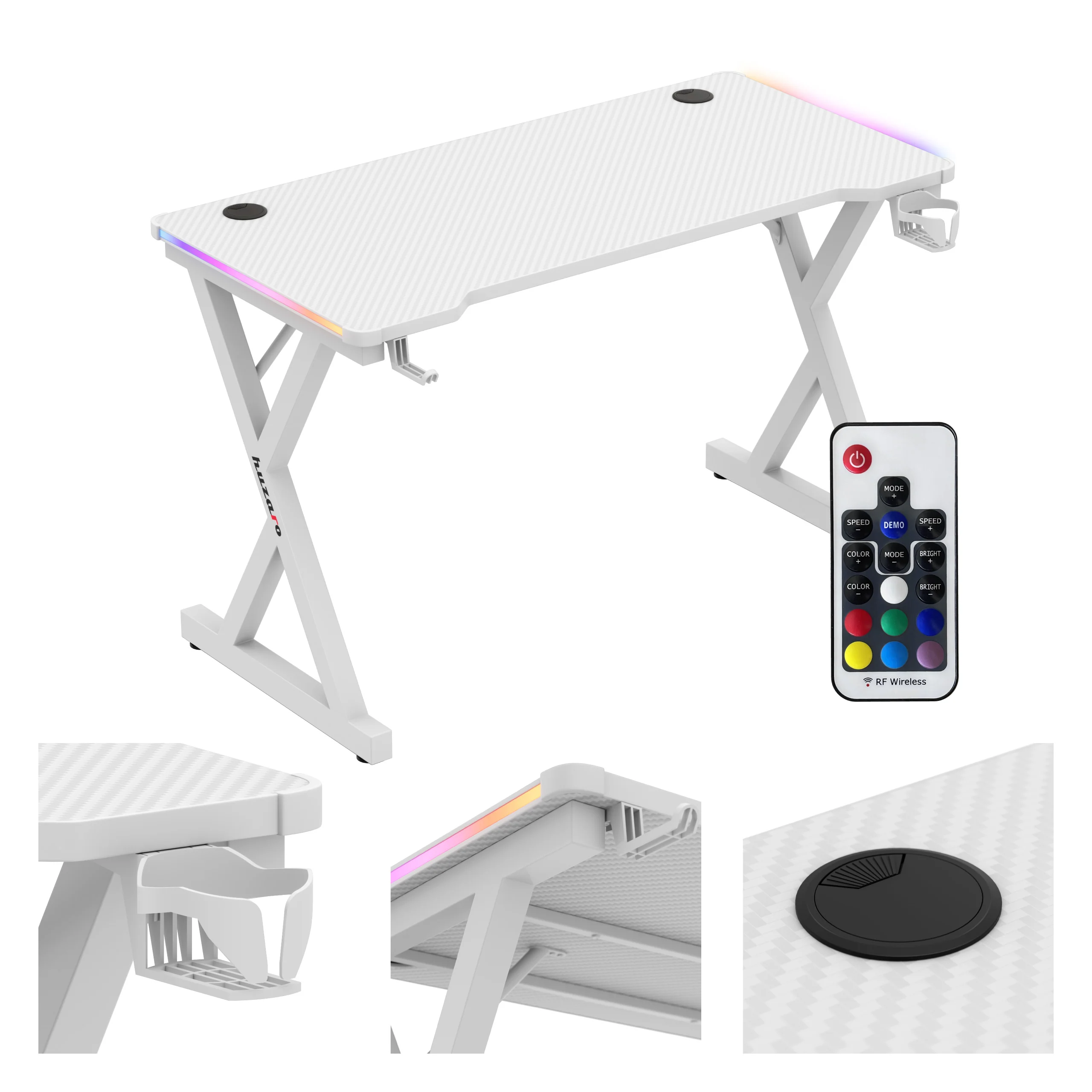 Biurko gamingowe LED Huzaro Hero 2.3 RGB White 120 cm - Image 10