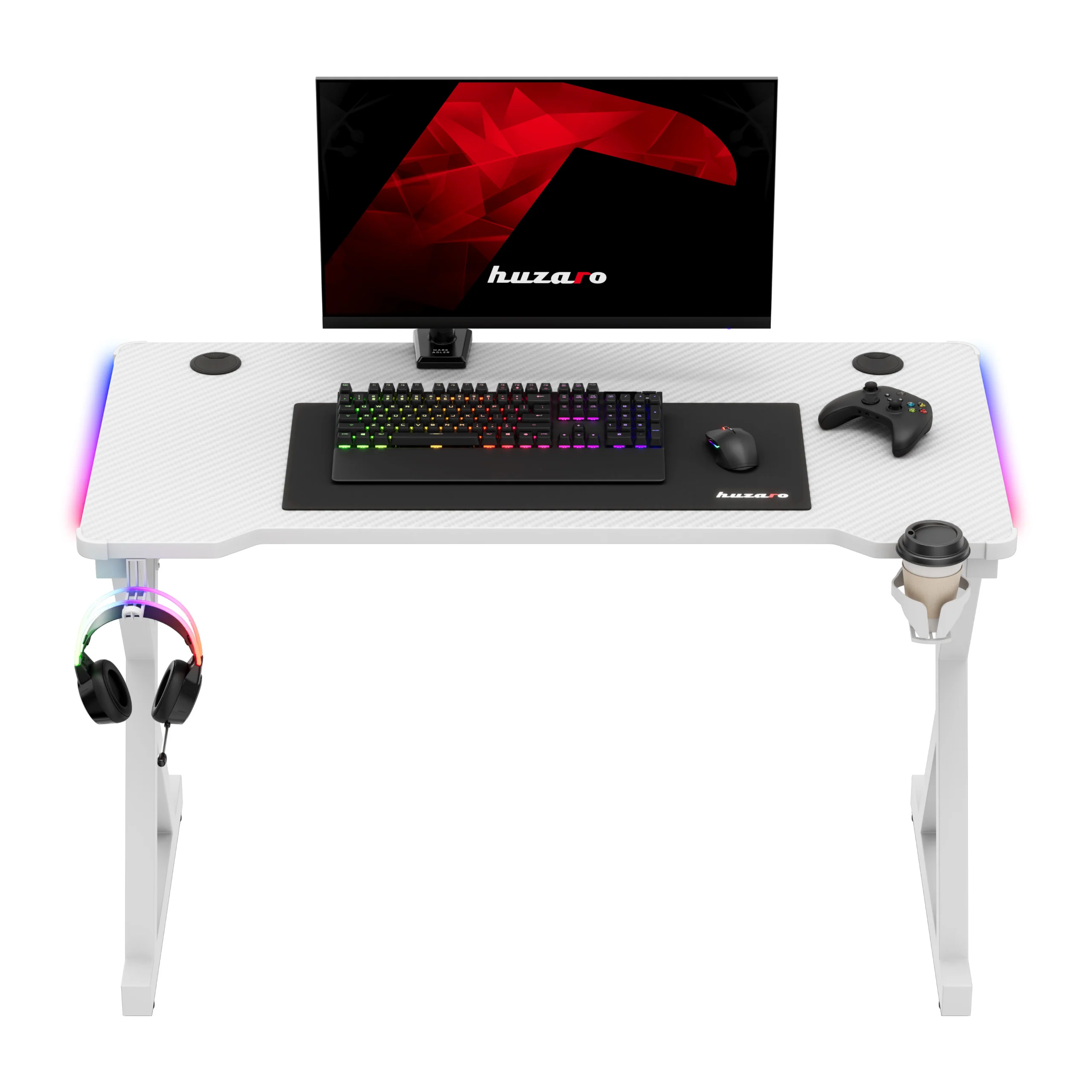 Biurko gamingowe LED Huzaro Hero 2.3 RGB White 120 cm - Image 18