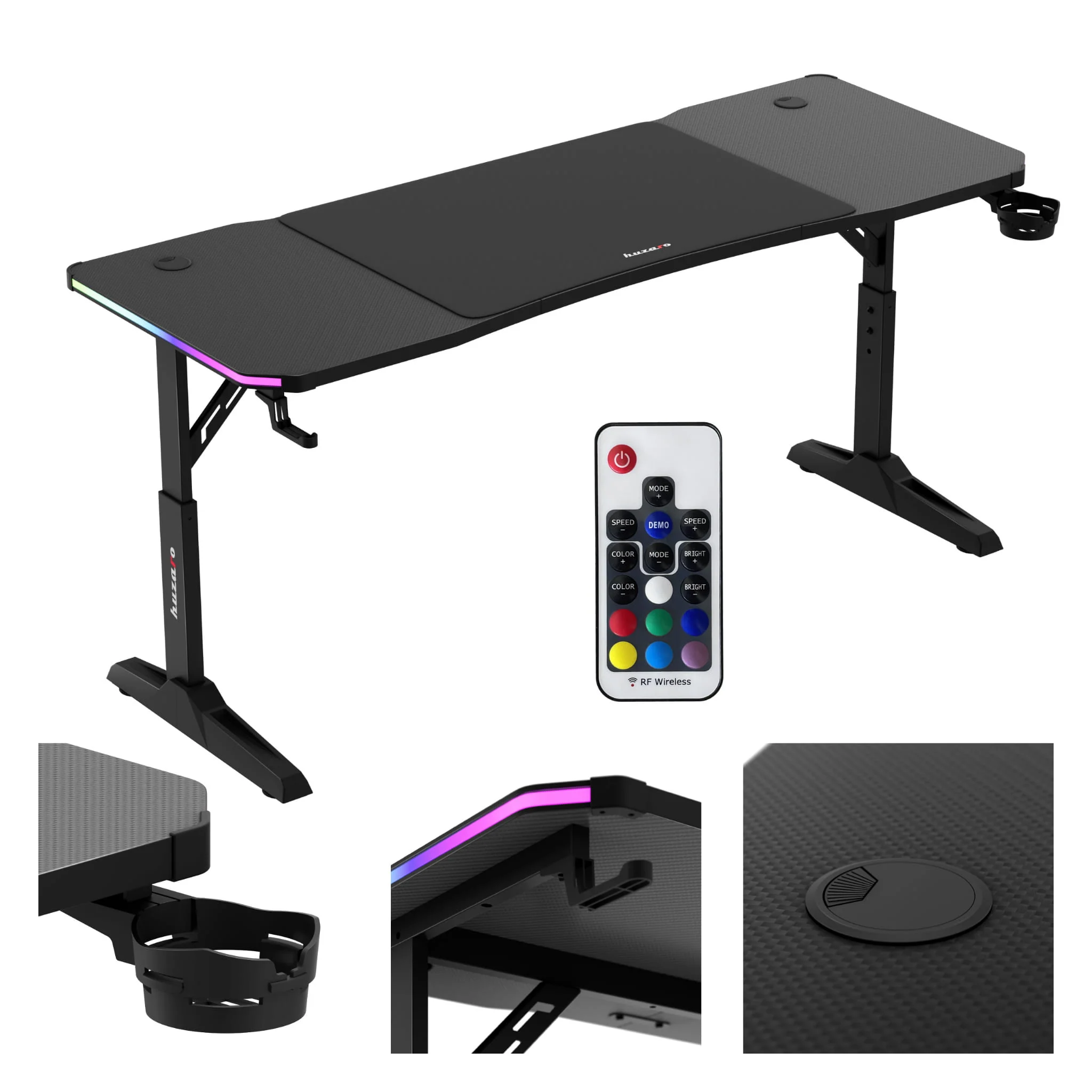 Biurko gamingowe Led Huzaro Hero 4.6 RGB Black 160 cm - Image 11