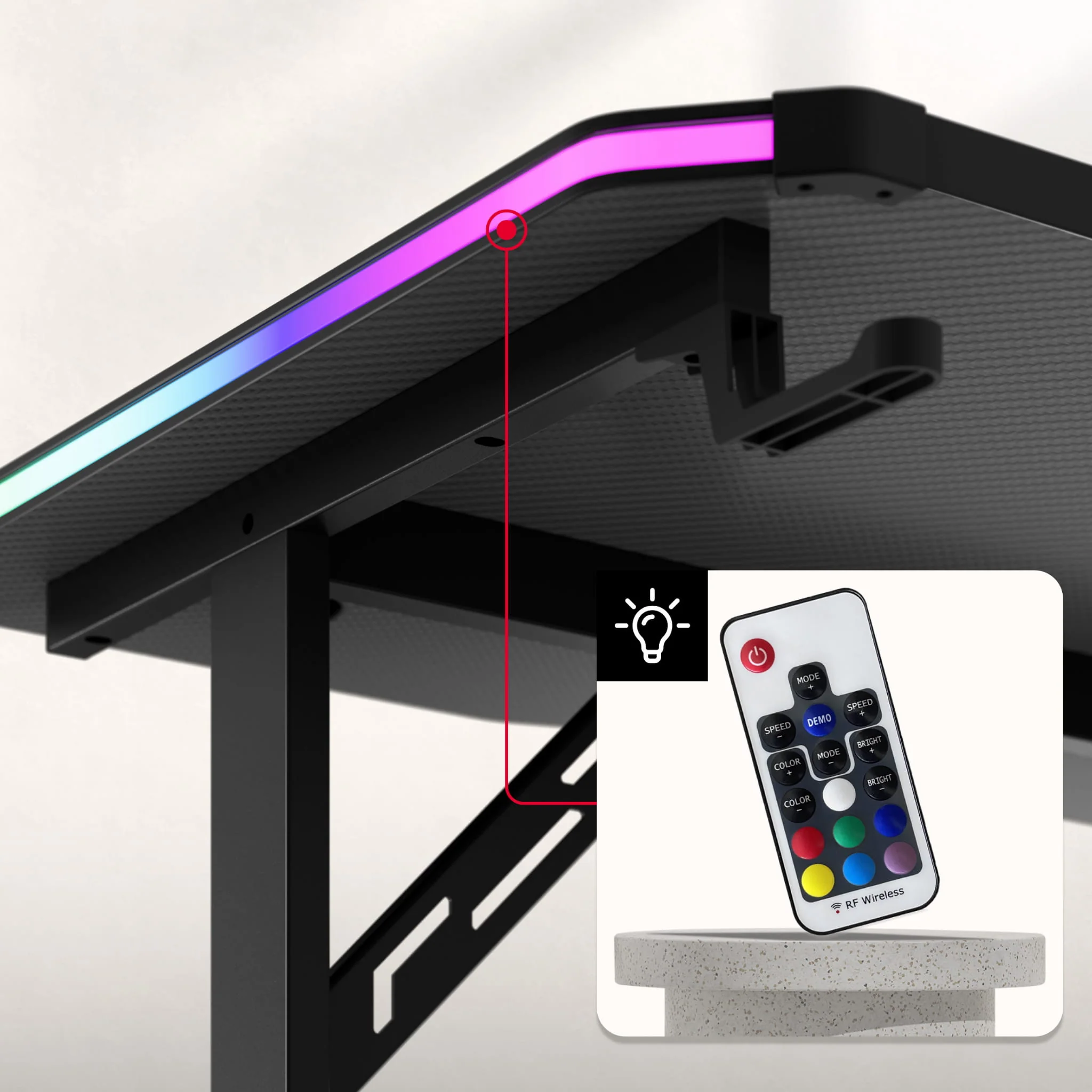 Biurko gamingowe Led Huzaro Hero 4.6 RGB Black 160 cm - Image 3
