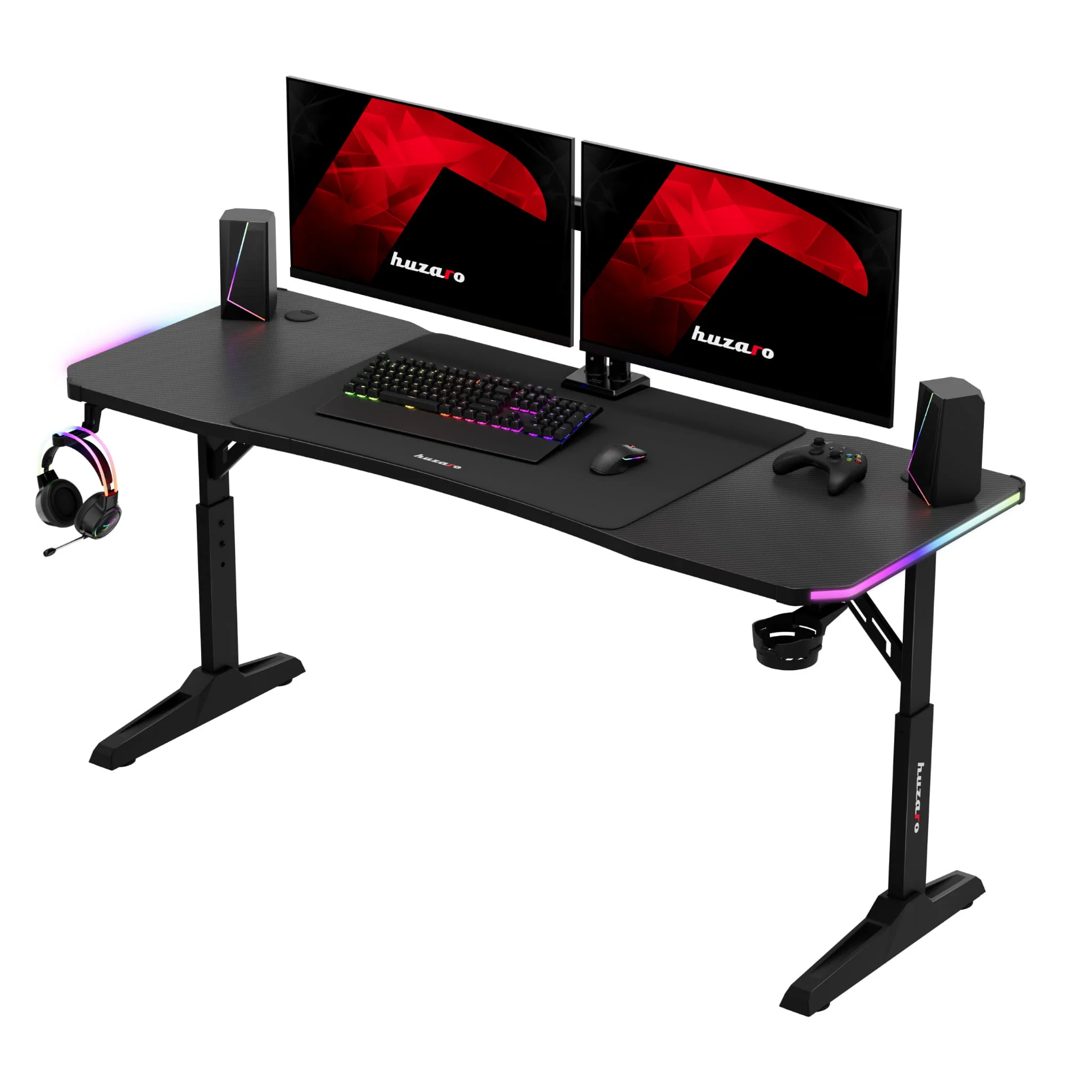 Biurko gamingowe Led Huzaro Hero 4.6 RGB Black 160 cm - Image 8