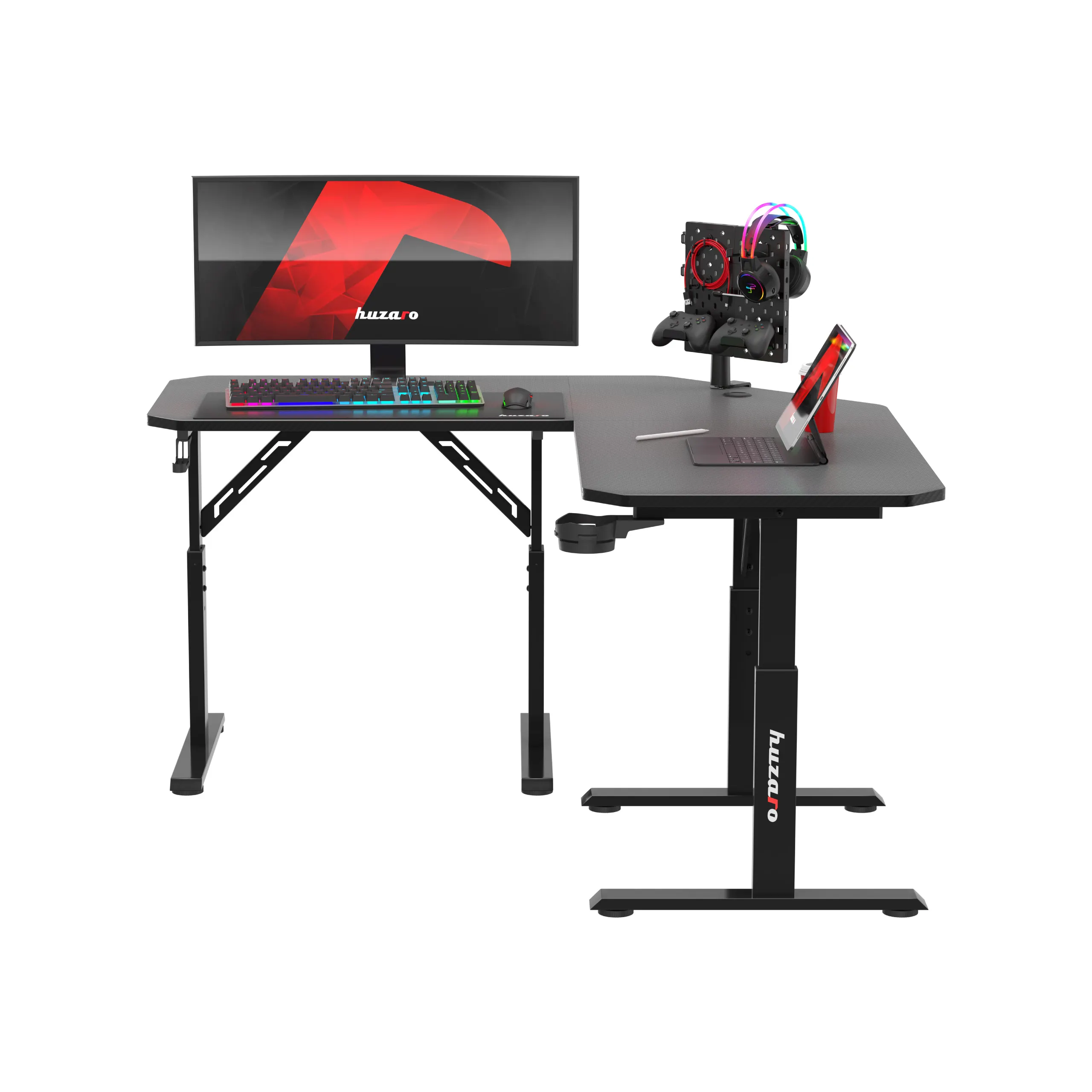 Biurko gamingowe narożne z regulacją wysokości Huzaro Hero 7.3 Black - Image 12