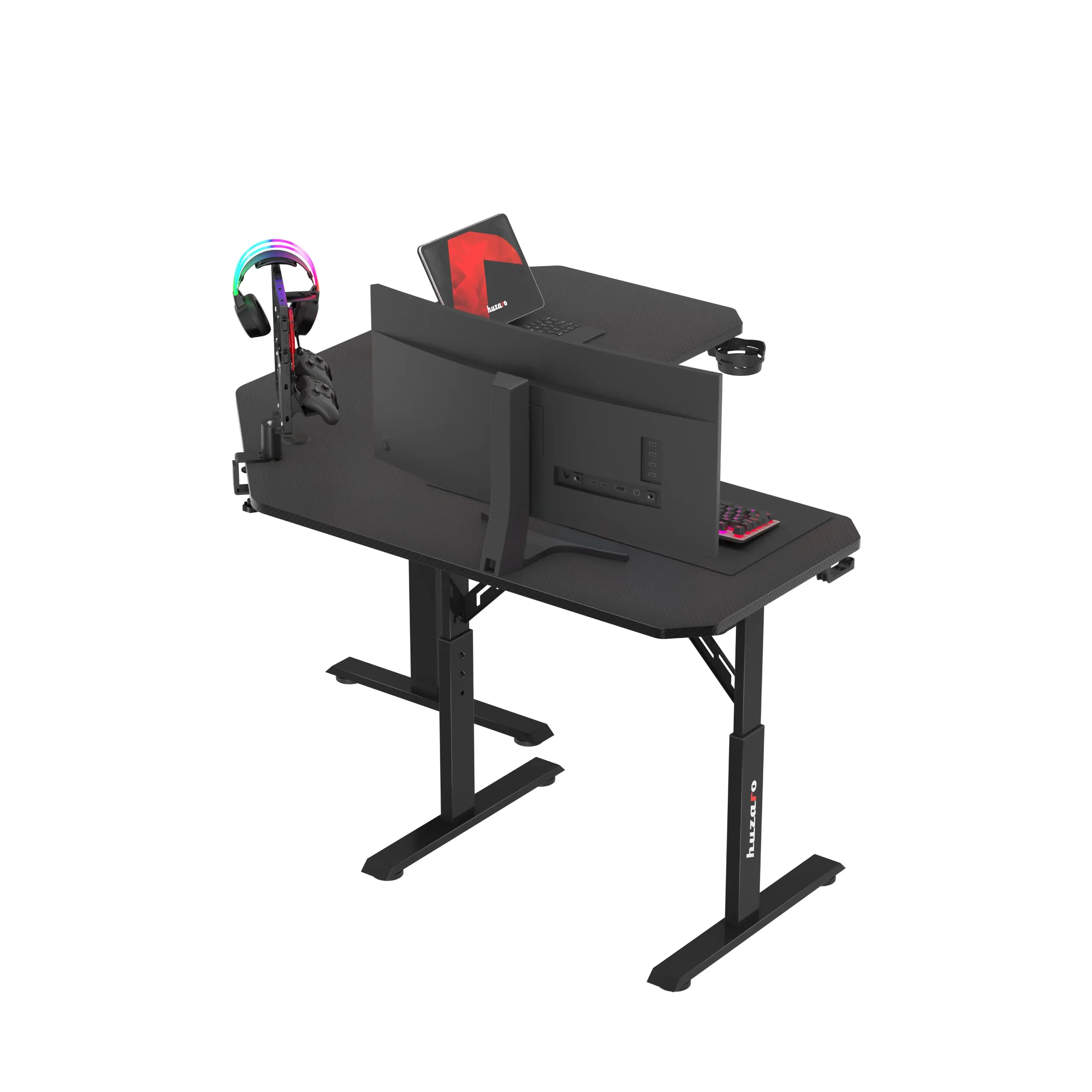 Biurko gamingowe narożne z regulacją wysokości Huzaro Hero 7.3 Black - Image 6