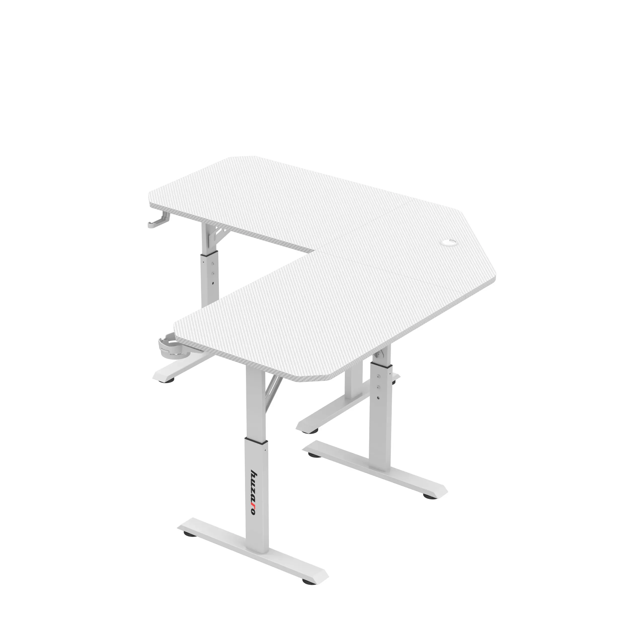 Biurko gamingowe narożne z regulacją wysokości Huzaro Hero 7.3 White - Image 7